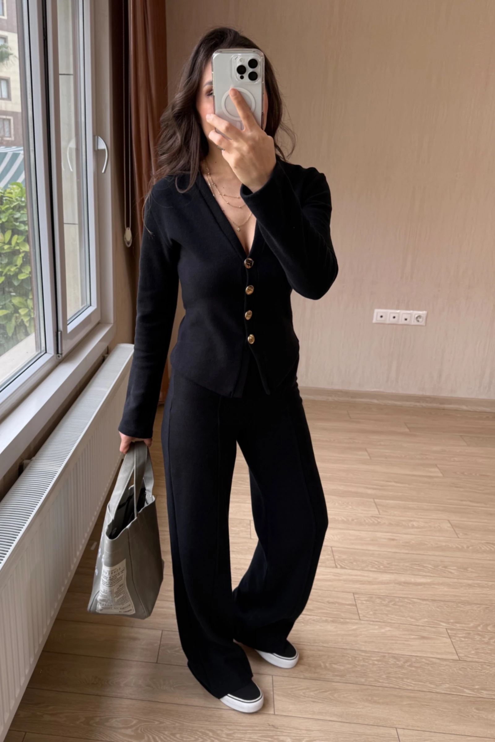 Vanessa Qısaqol Korduroy Kostyum - Nanə Yaşıl - Siyah