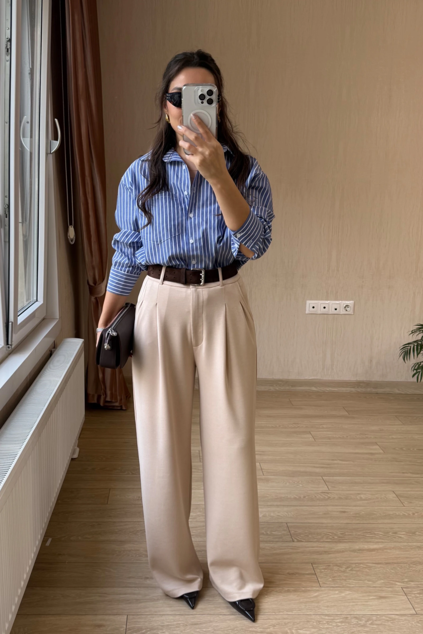 Milena Orj Modal Kumaş Palazzo Pantolon  - Bej