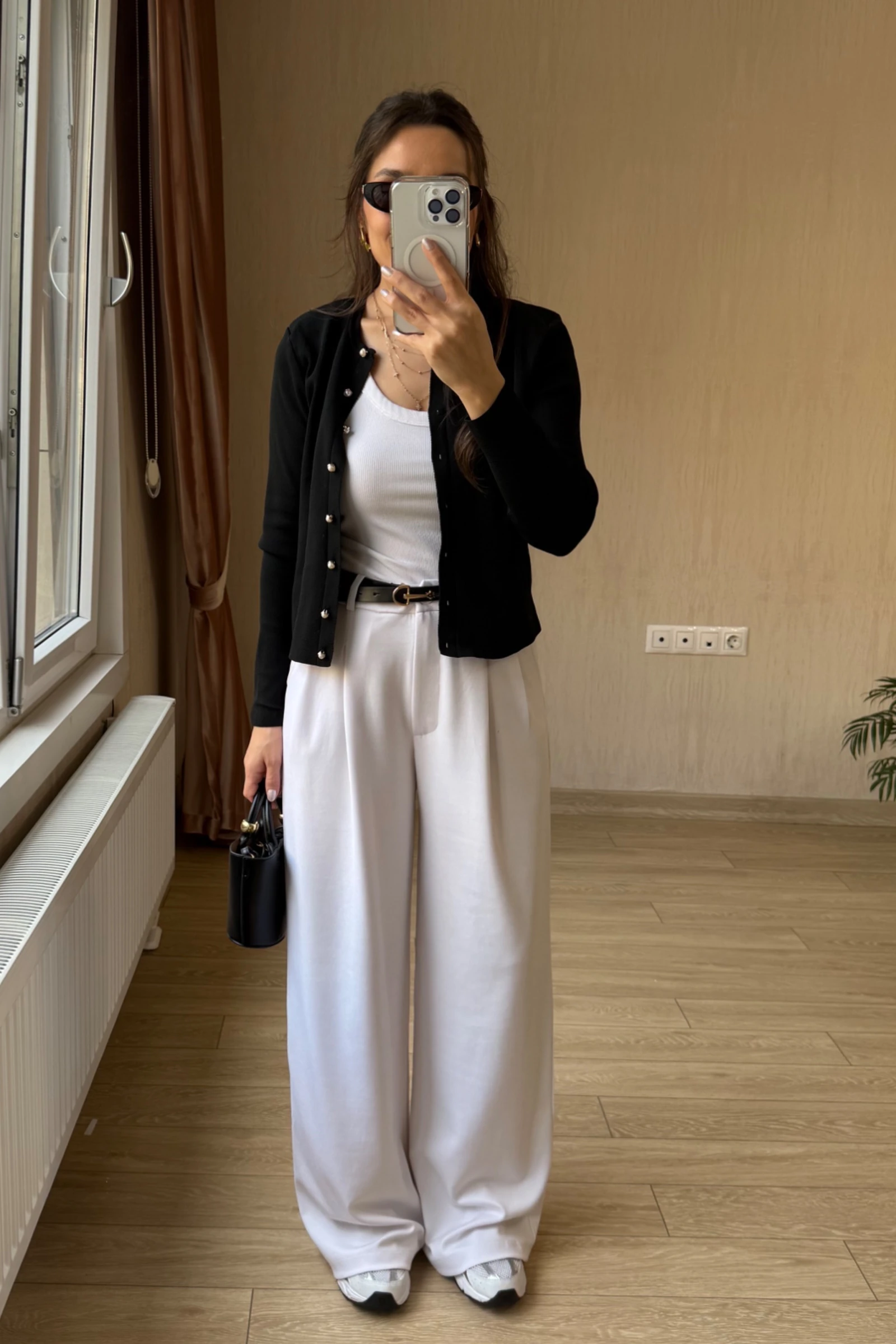 Milena Orj Modal Kumaş Palazzo Pantolon  - Beyaz