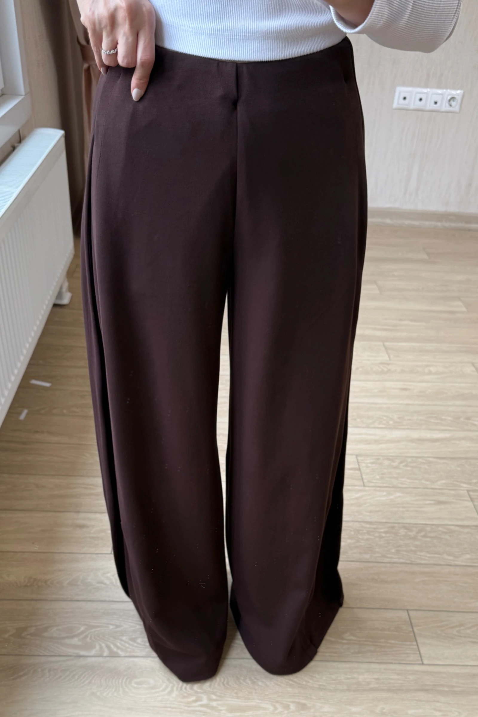  Elodie Orj Oysh Modal Kumaş Wid-Leg Pantolon  - Kahverengi