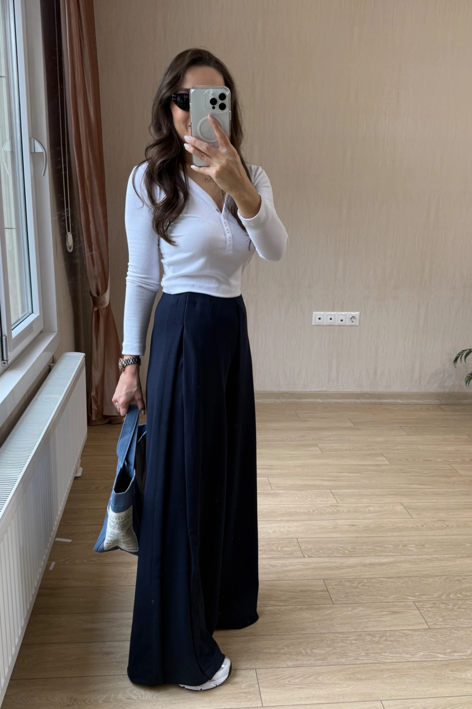  Elodie Orj Oysh Modal Kumaş Wid-Leg Pantolon  - Lacivert