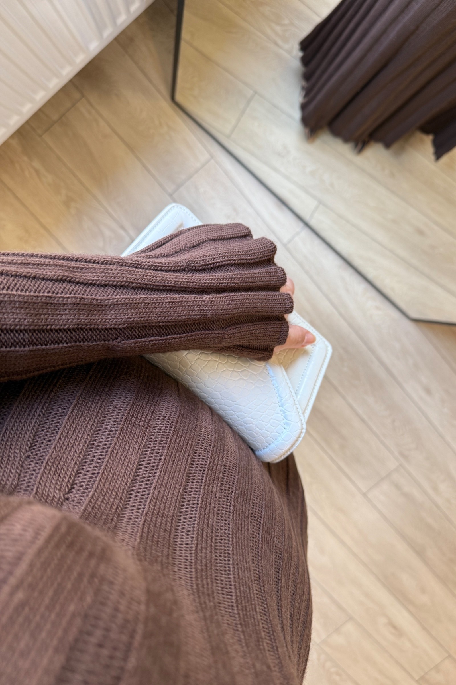 Amor Premium Kumaş Triko Elbise - Kahverengi
