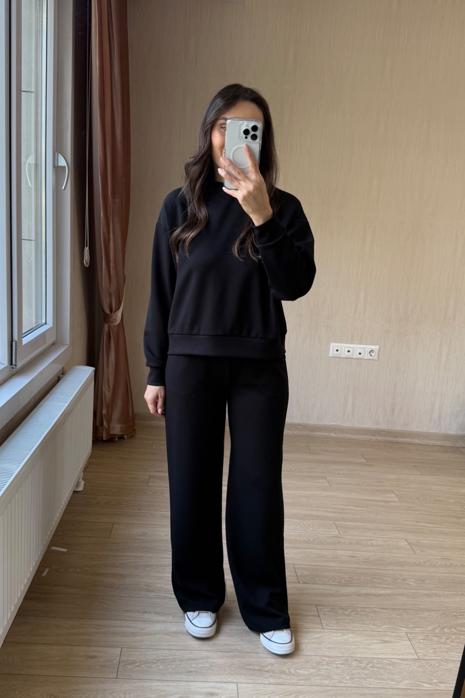 Boss Dumanlı Orj Modal Parça Krop Dəsti - Siyah