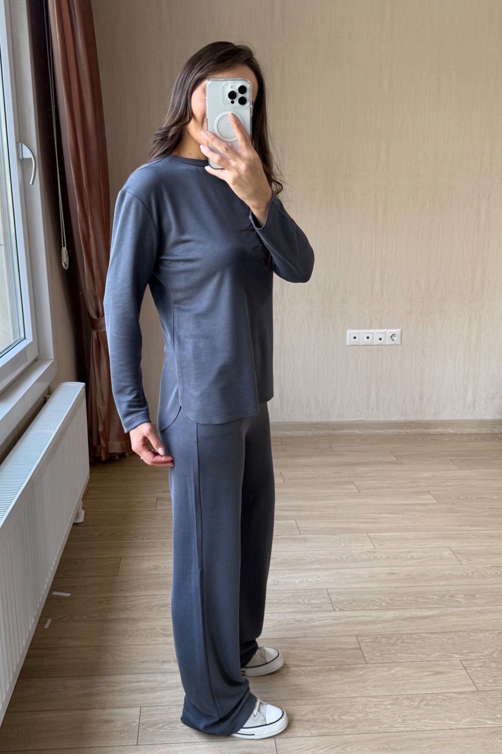 Boss Dumanlı Orj Modal Parça Krop Dəsti - Antrasit