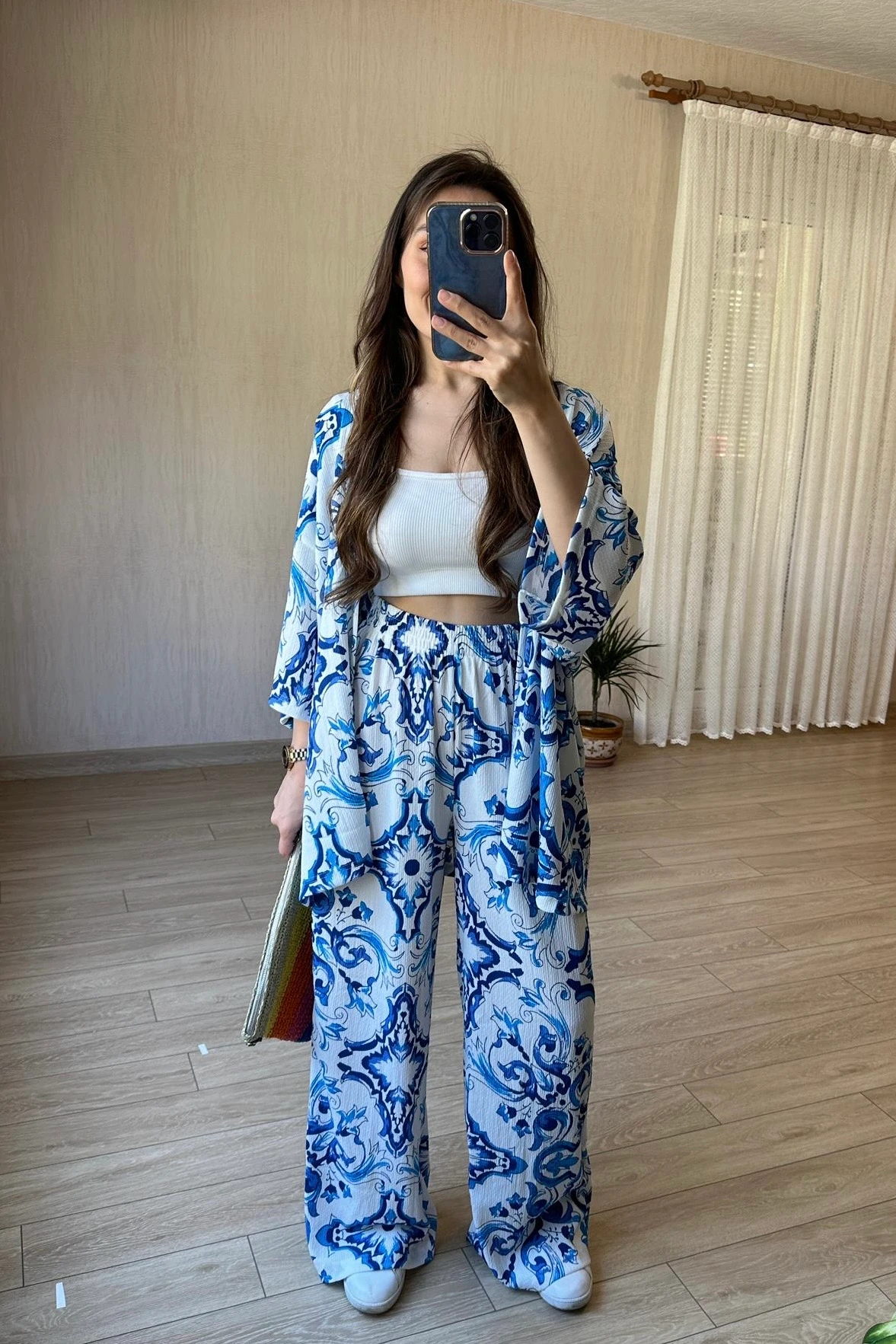 Lissabon Naxışlı Kimono Dəsti 