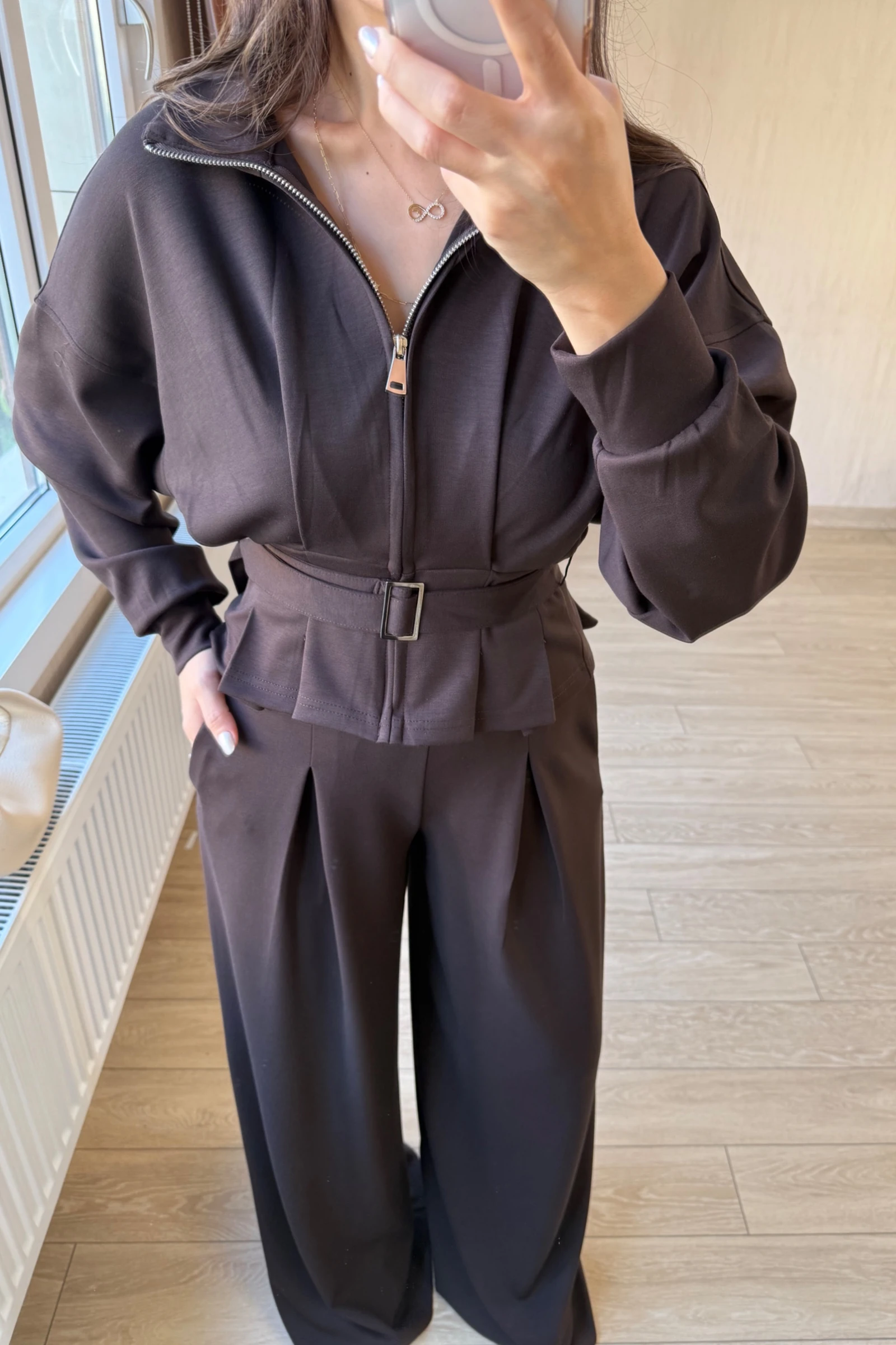  Olvera Orj Modal Kumaş Oysh Model  Ceketli Takım - Acı Kahve