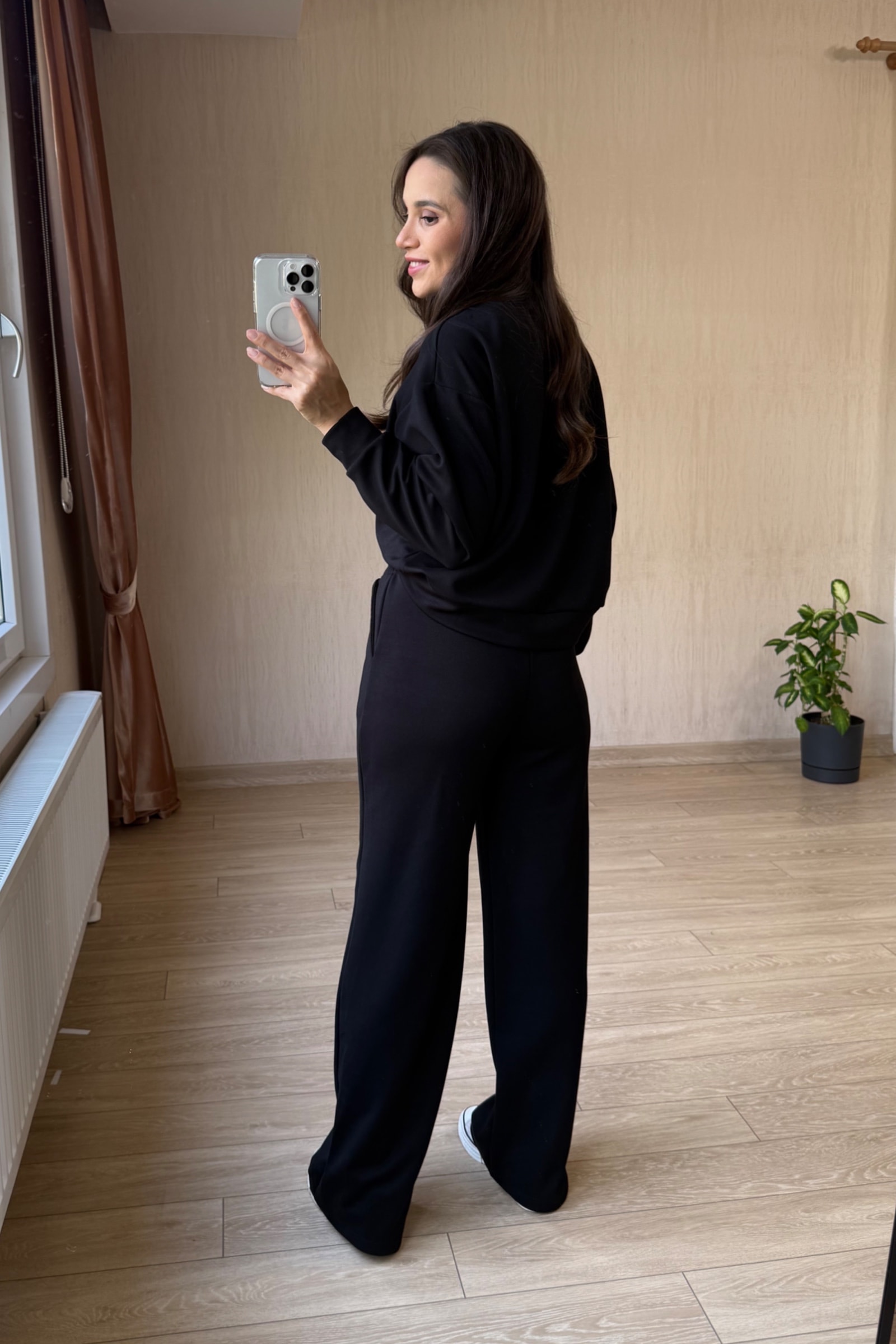 Boss Dumanlı Orj Modal Parça Krop Dəsti - Siyah