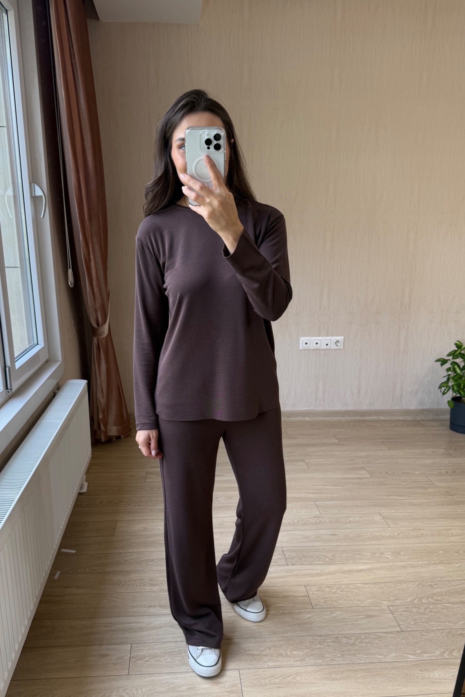 Boss Dumanlı Orj Modal Parça Krop Dəsti - Acı Kahve