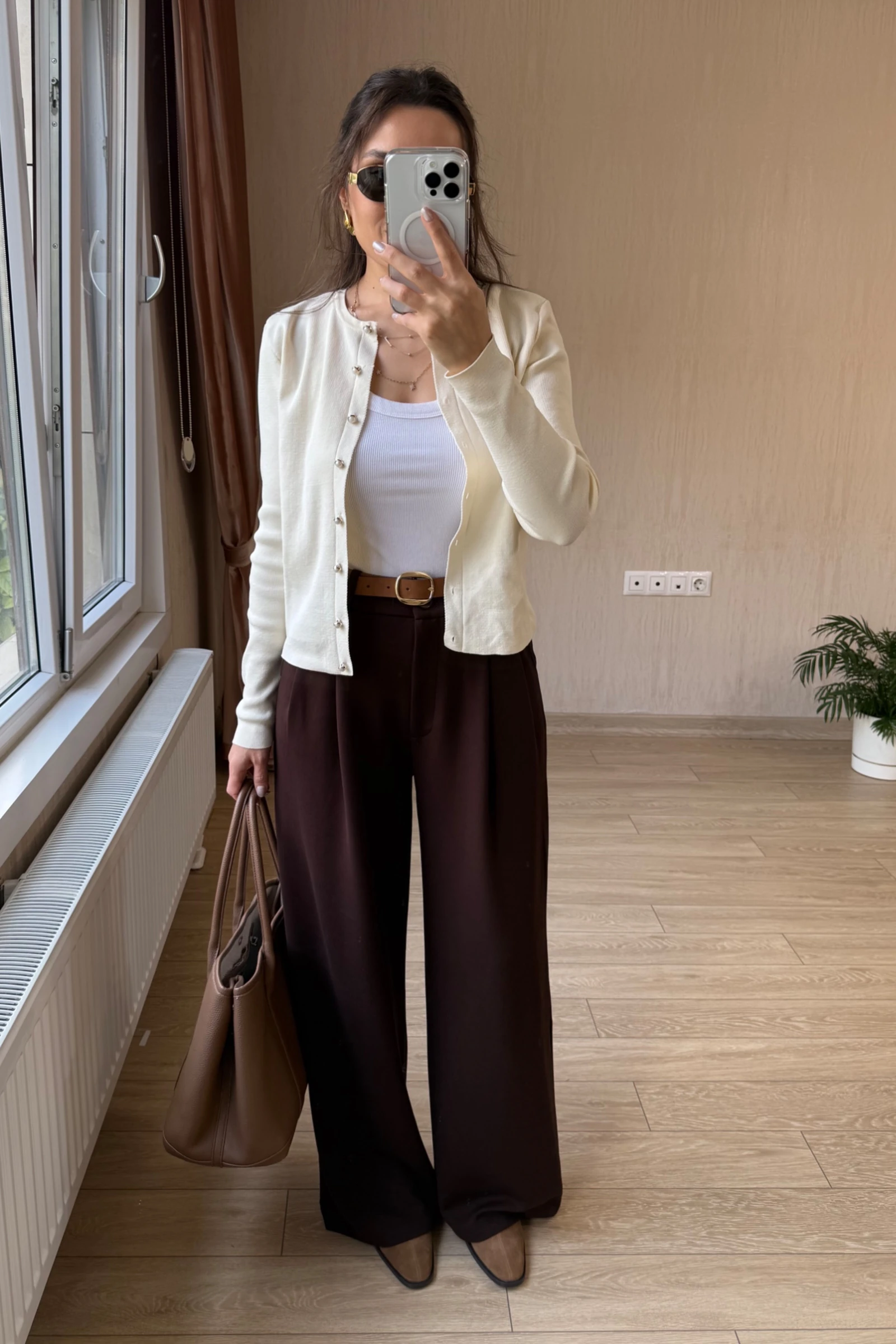 Milena Orj Modal Kumaş Palazzo Pantolon  - Kahverengi