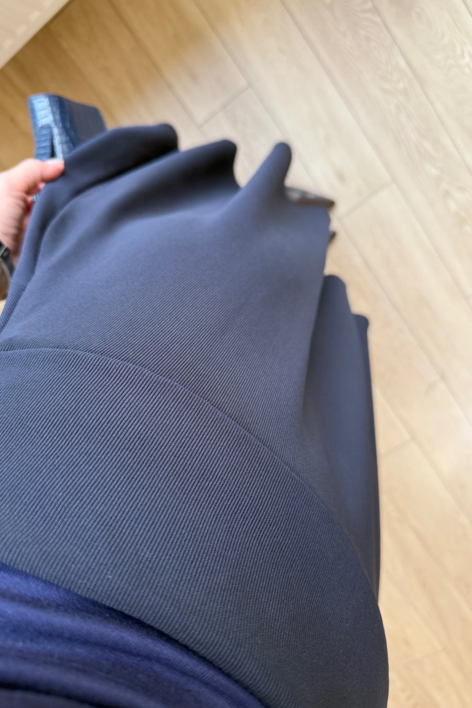 Vivora Diagonel Kumaş Korsaj Kemerli Yandan Gizli Fermuarli Çan Etek - Lacivert