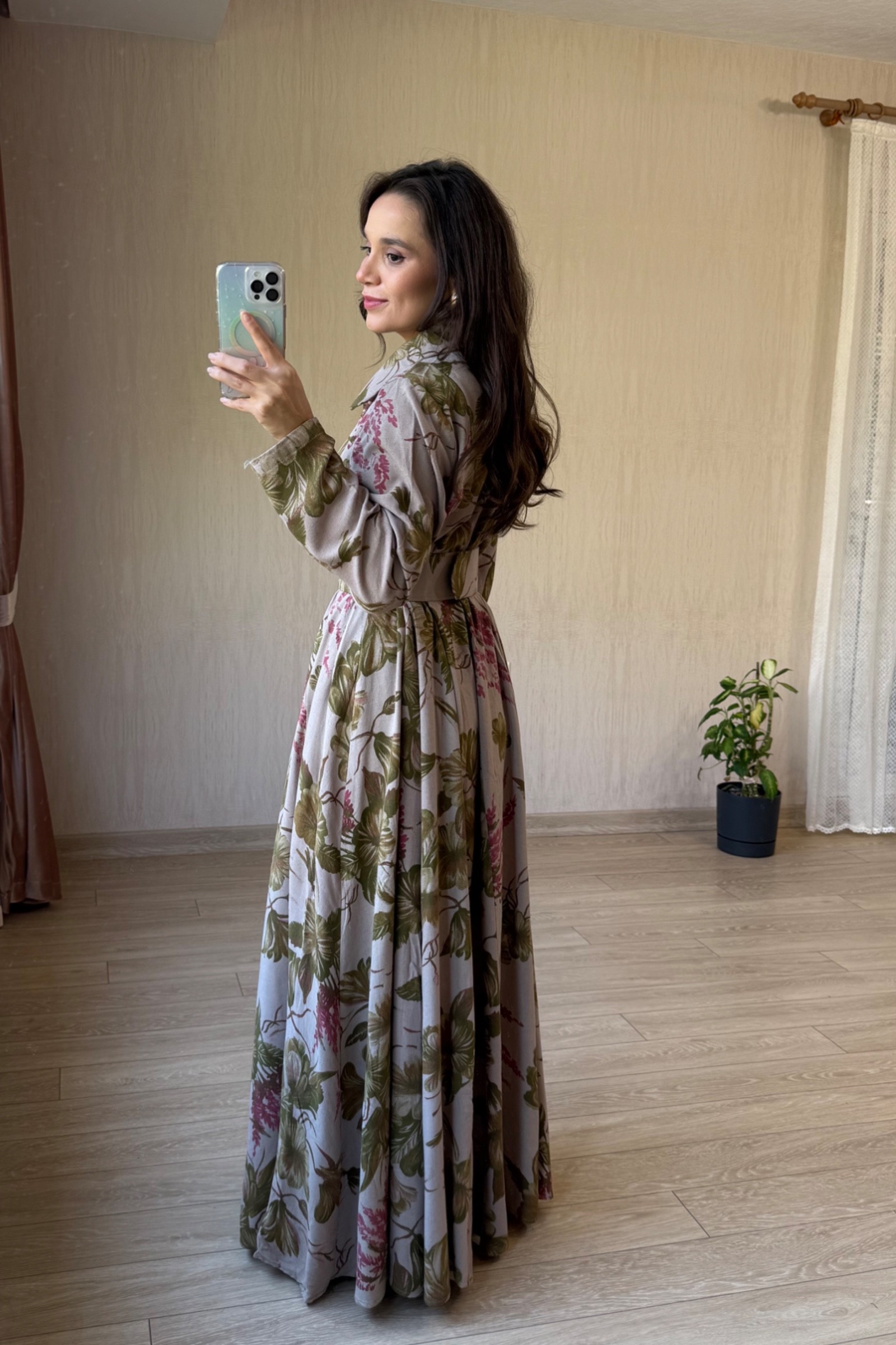 Valentina Oversize Kemerli Keten Kumaş Gömlek Elbise - Krem