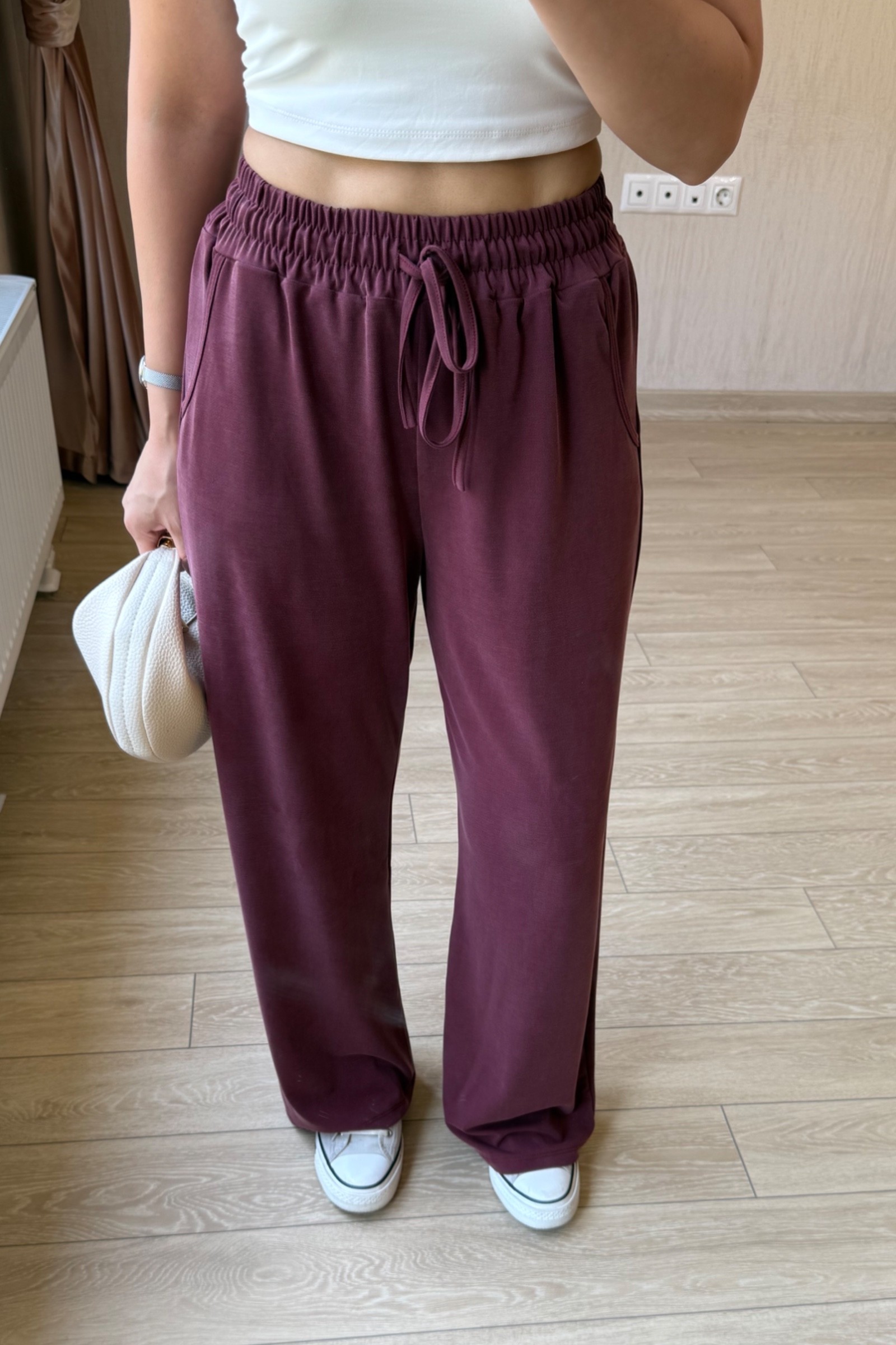 Liana Modal Kumaş Eşofman Altı - Bordo