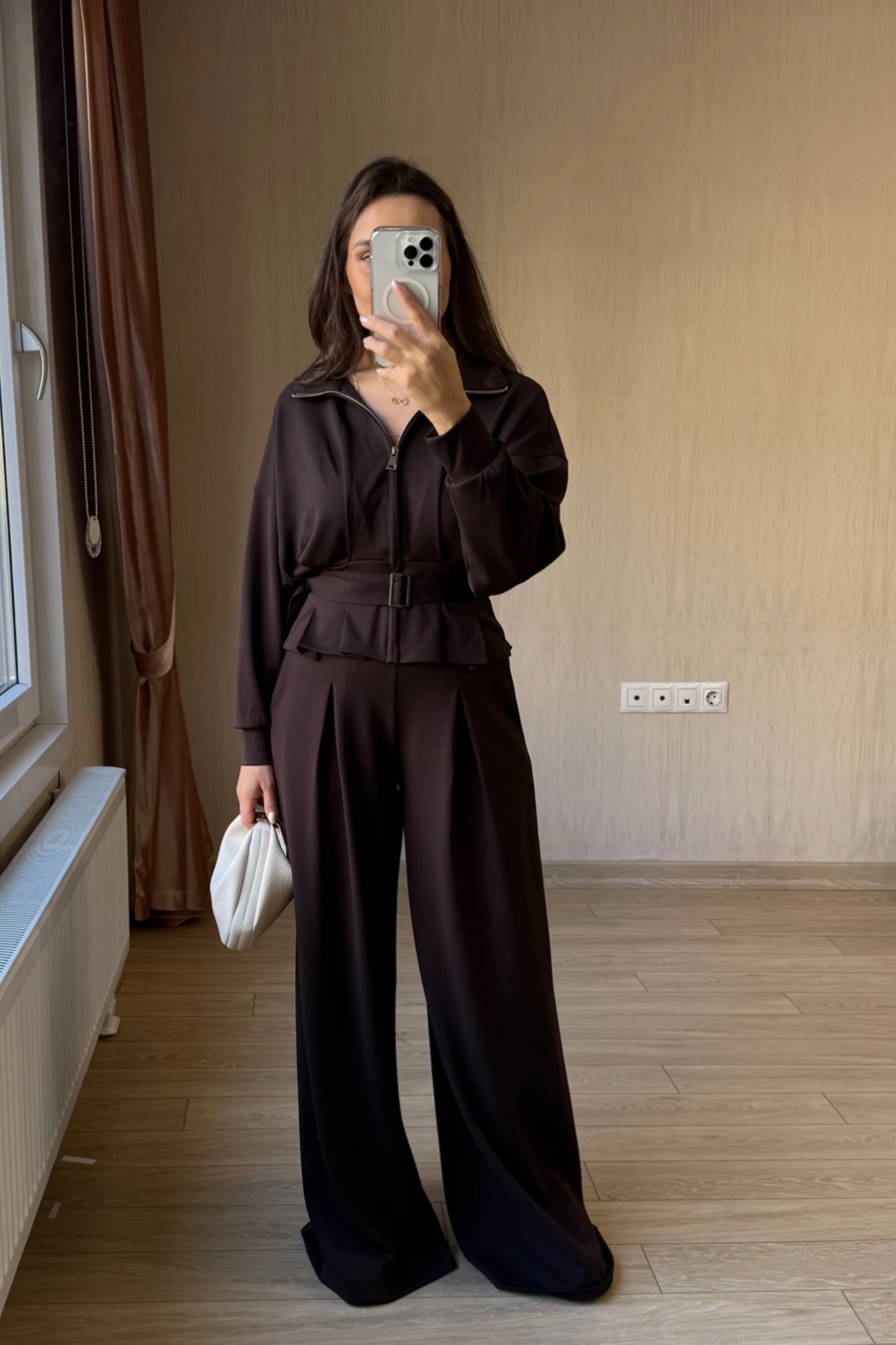  Olvera Orj Modal Kumaş Oysh Model  Ceketli Takım - Acı Kahve