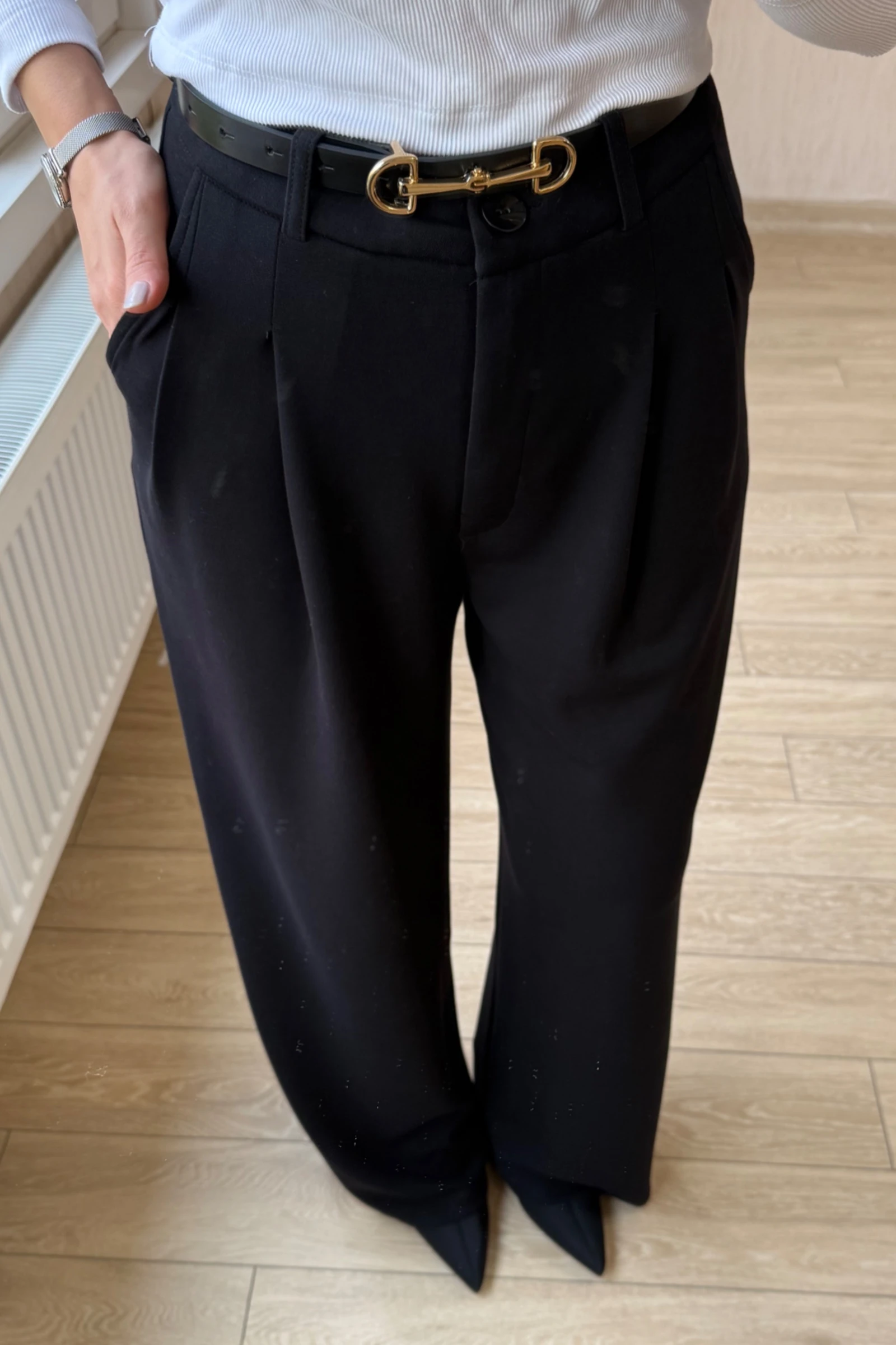 Milena Orj Modal Kumaş Palazzo Pantolon  - Siyah