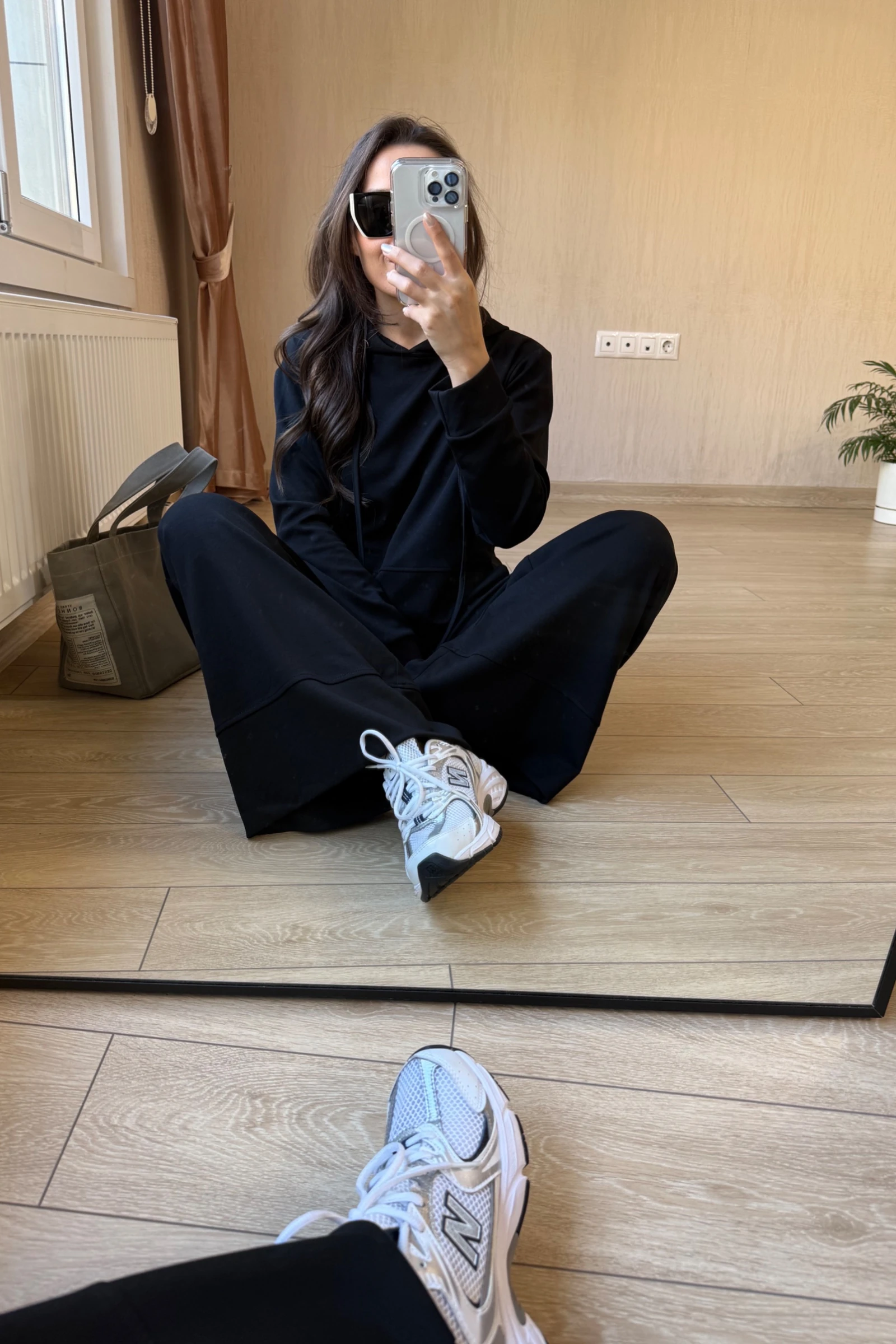 Alvina Orj Modal Kumaş Kapüşonlu Takım - Siyah