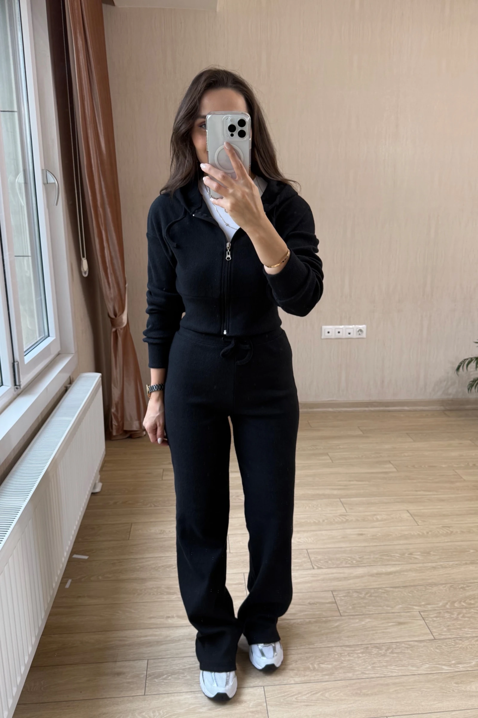 Maria Hırkalı Fitilli Kaşmir Kumaş Takım - Siyah