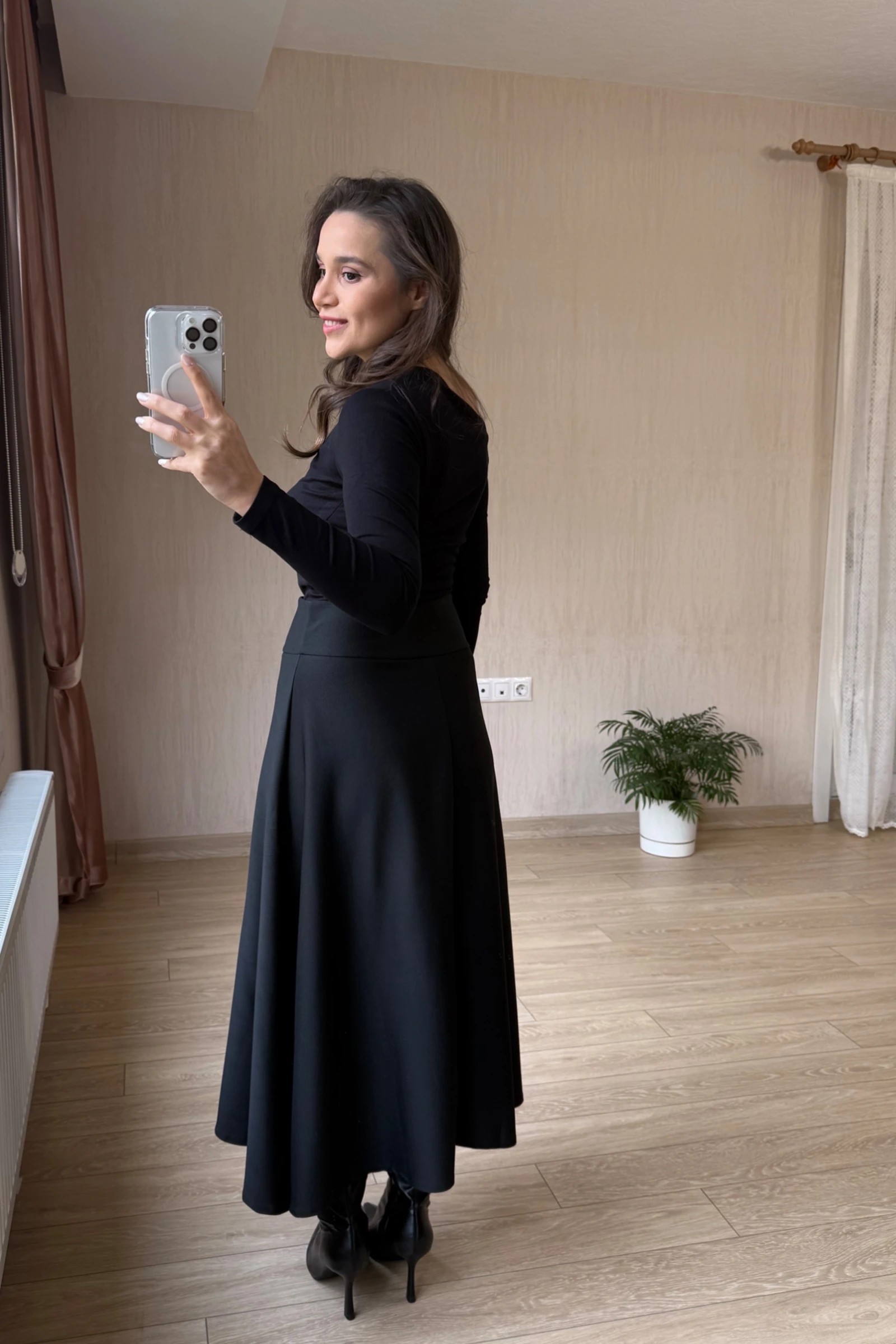 Vivora Diagonel Kumaş Korsaj Kemerli Yandan Gizli Fermuarli Çan Etek