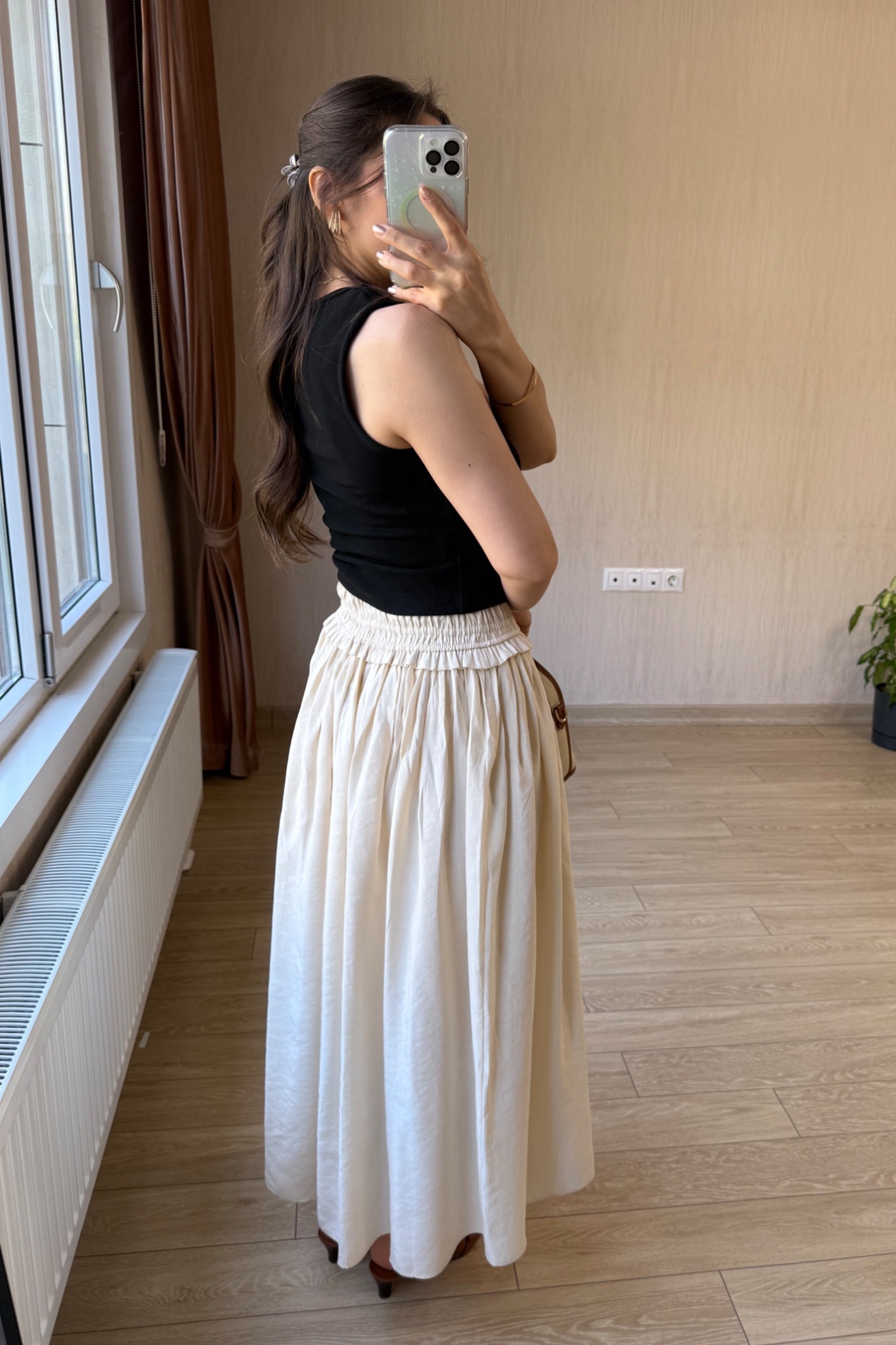 Qırışlı Kostyum - Krem
