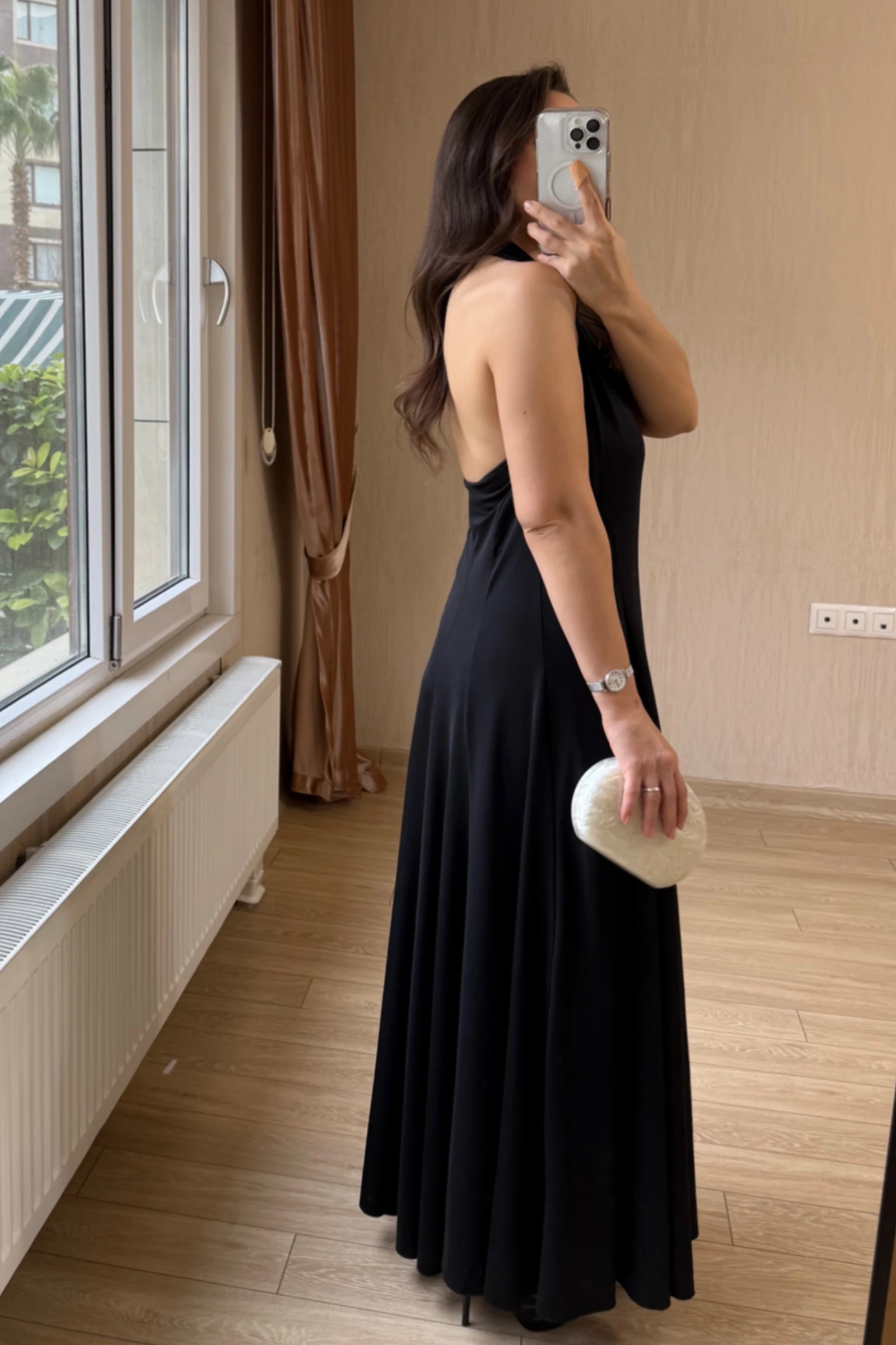 Lumessa Dalgıç Kumaş Boyundan Geçmeli Elbise