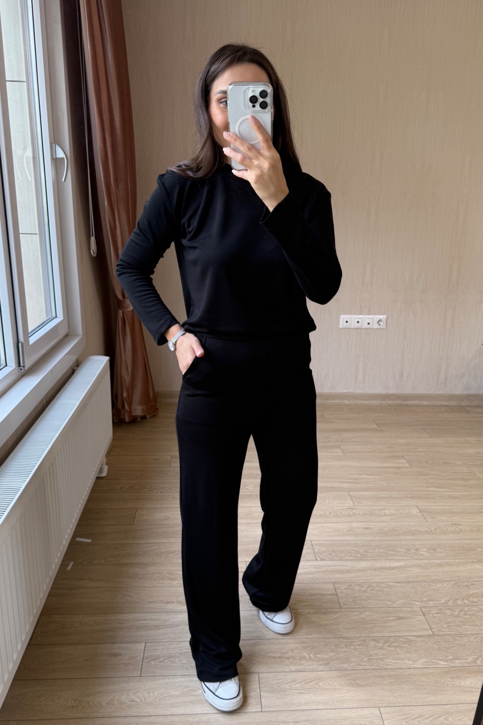 Boss Dumanlı Orj Modal Parça Krop Dəsti - Siyah