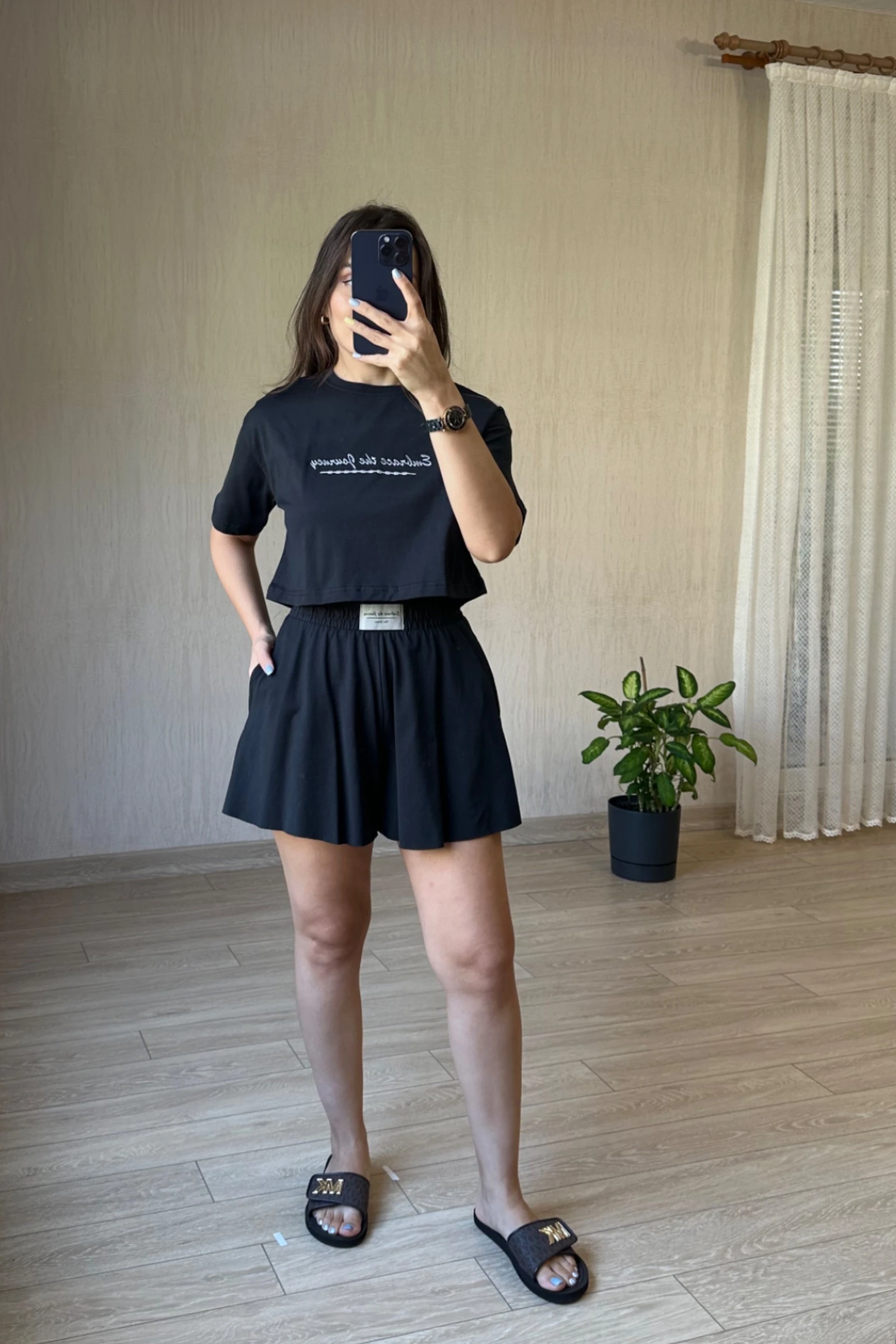 Vanessa Qısaqol Korduroy Kostyum - Nanə Yaşıl - Siyah