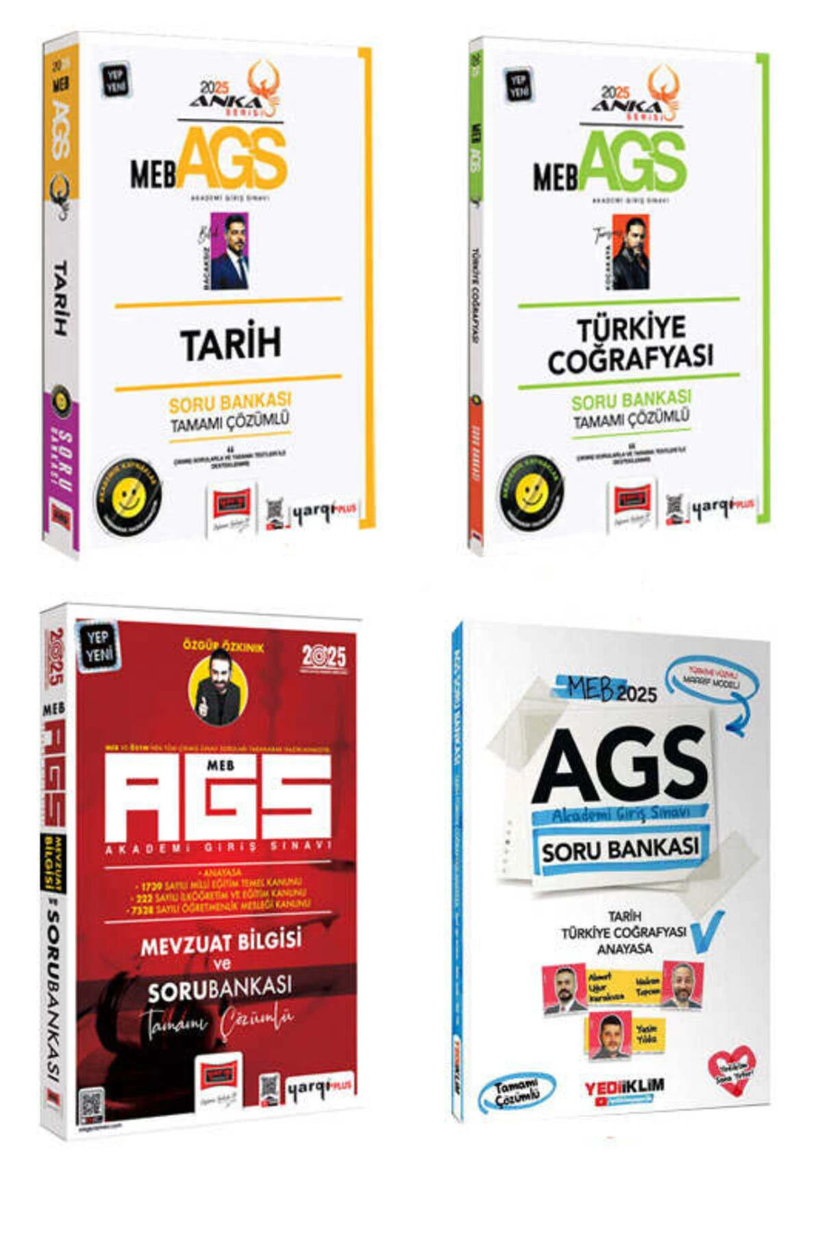 & Yediiklim Yayınları 2025 MEB-AGS Tarih - Türkiye Coğrafyası - Anayasa Soru Bankası Seti (4 Kitap)