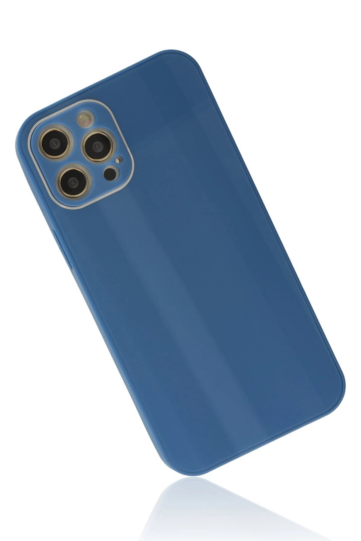 iPhone 12 Pro Kılıf Glass Kapak - Mavi