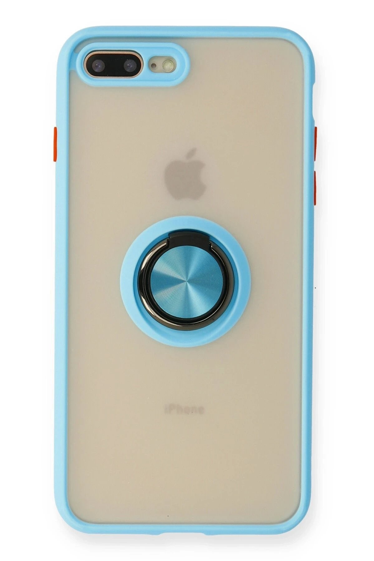 iPhone 7 Plus Kılıf Montreal Yüzüklü Silikon Kapak - Buz Mavi