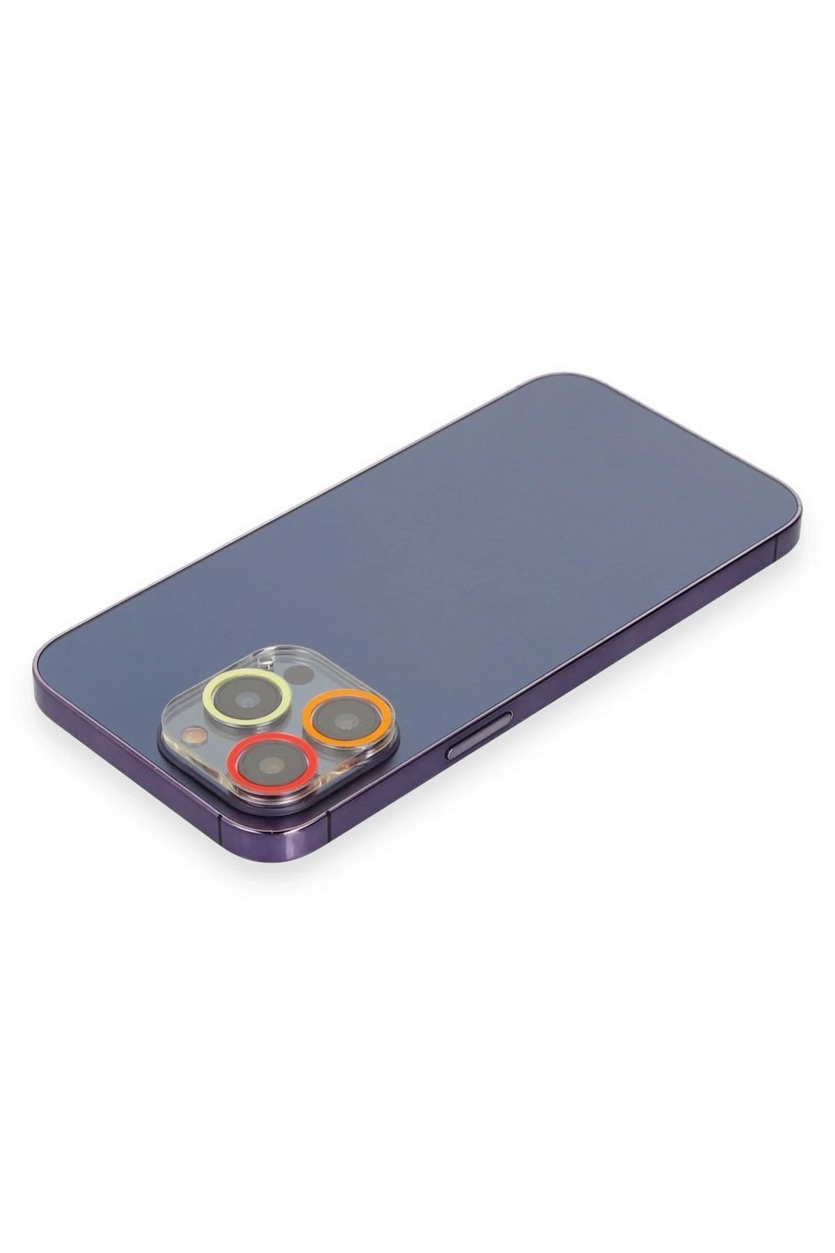 iPhone 13 Pro Max Renkli Kamera Lens Koruma Cam - Turuncu-Kırmızı