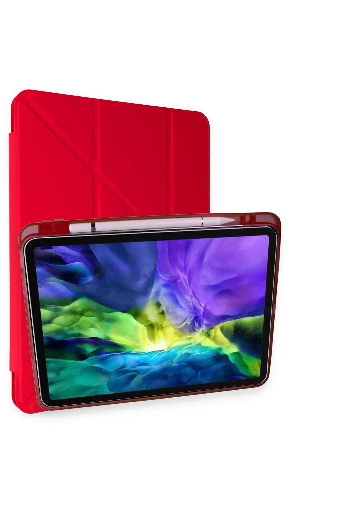 iPad Pro 11 (2018) Kılıf Kalemlikli Mars Tablet Kılıfı - Kırmızı