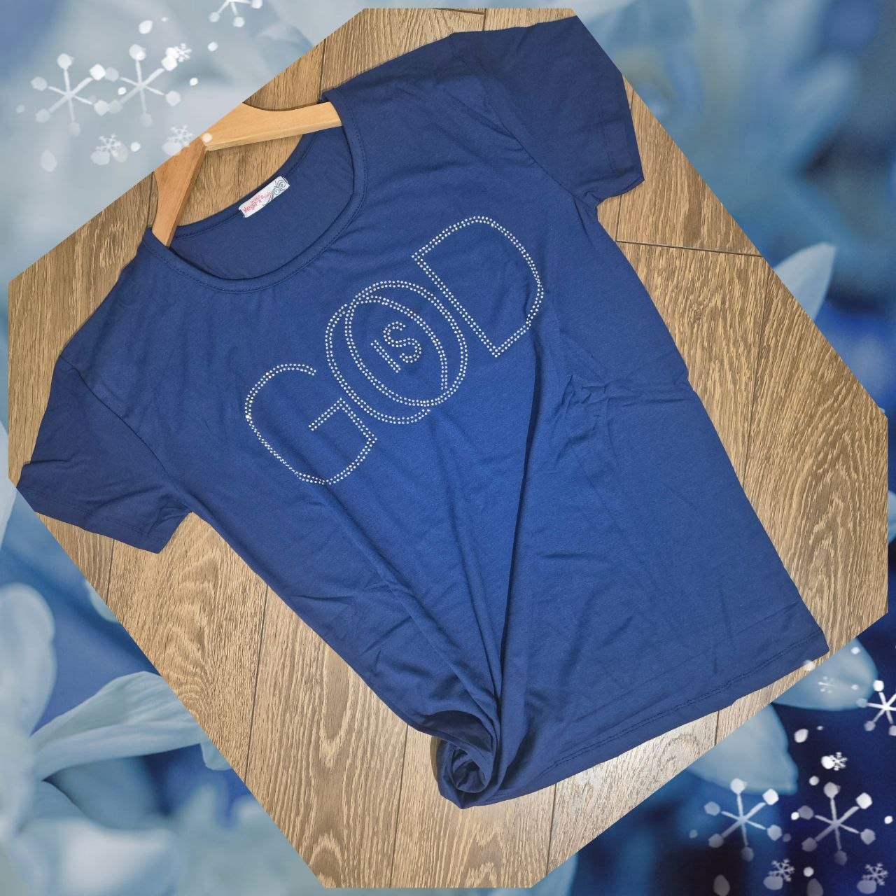 Kadın Taşlı T-shirt - Lacivert