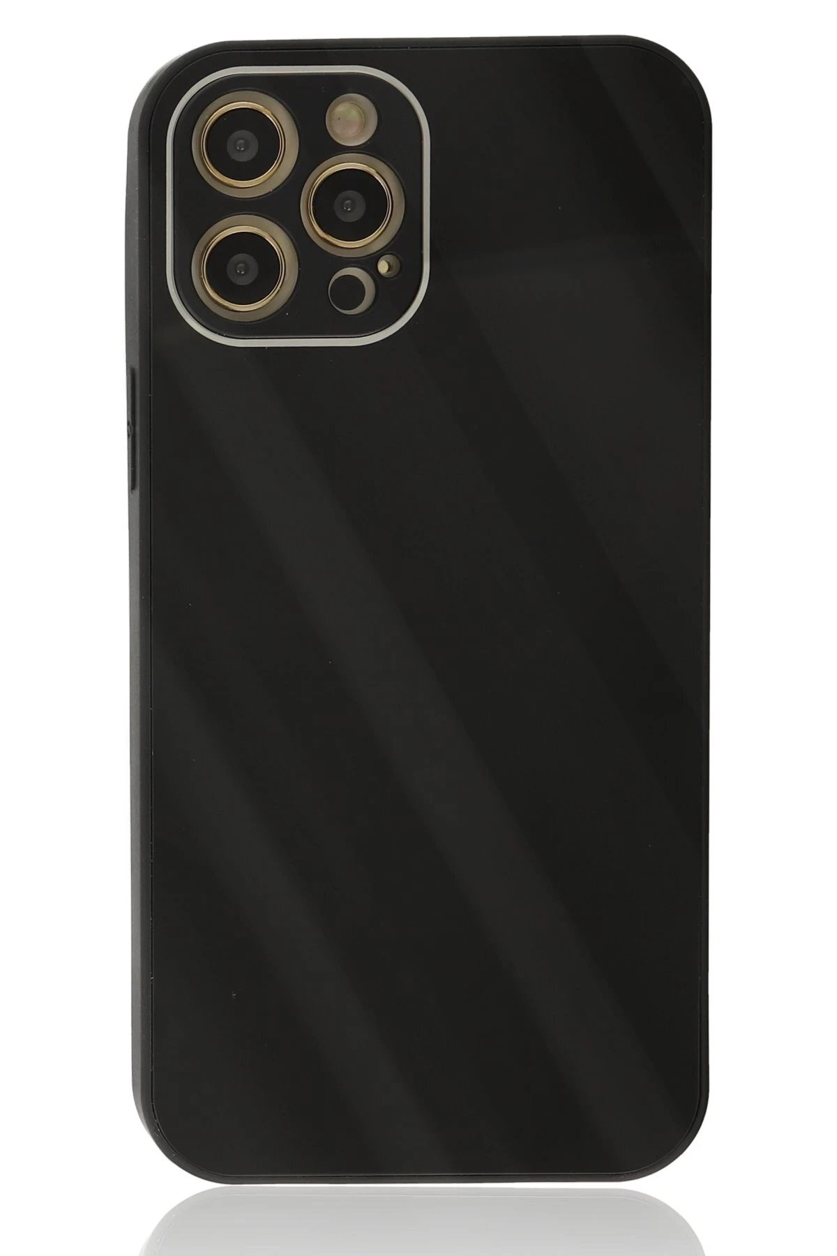 iPhone 12 Pro Max Kılıf Glass Kapak - Siyah