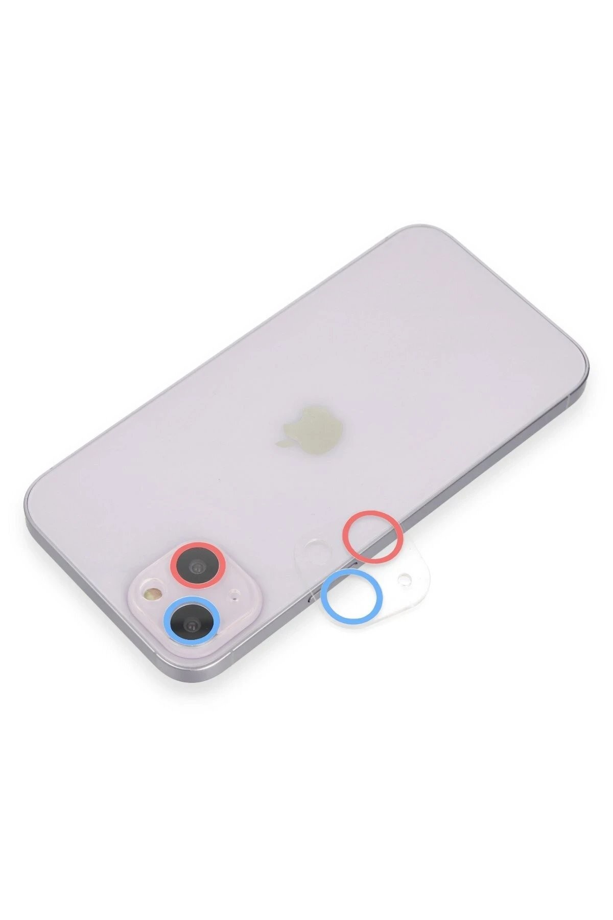 iPhone 14 Plus Renkli Kamera Lens Koruma Cam - Pembe-Mavi