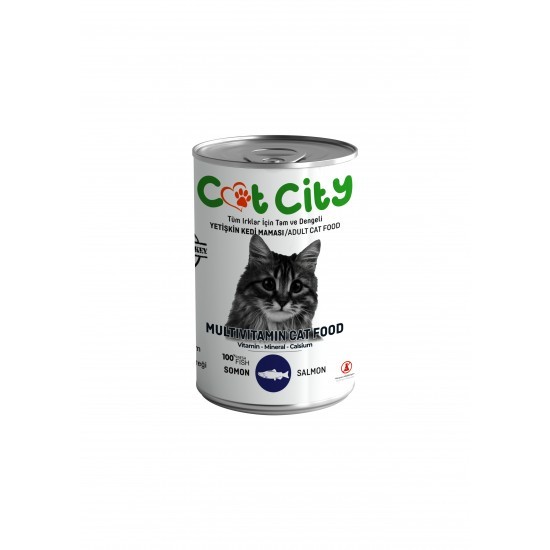 Az Tahıllı Somon Balıklı Yetişkin Kedi Konserve Yaş Mama 400 gr ( 3 Adet )