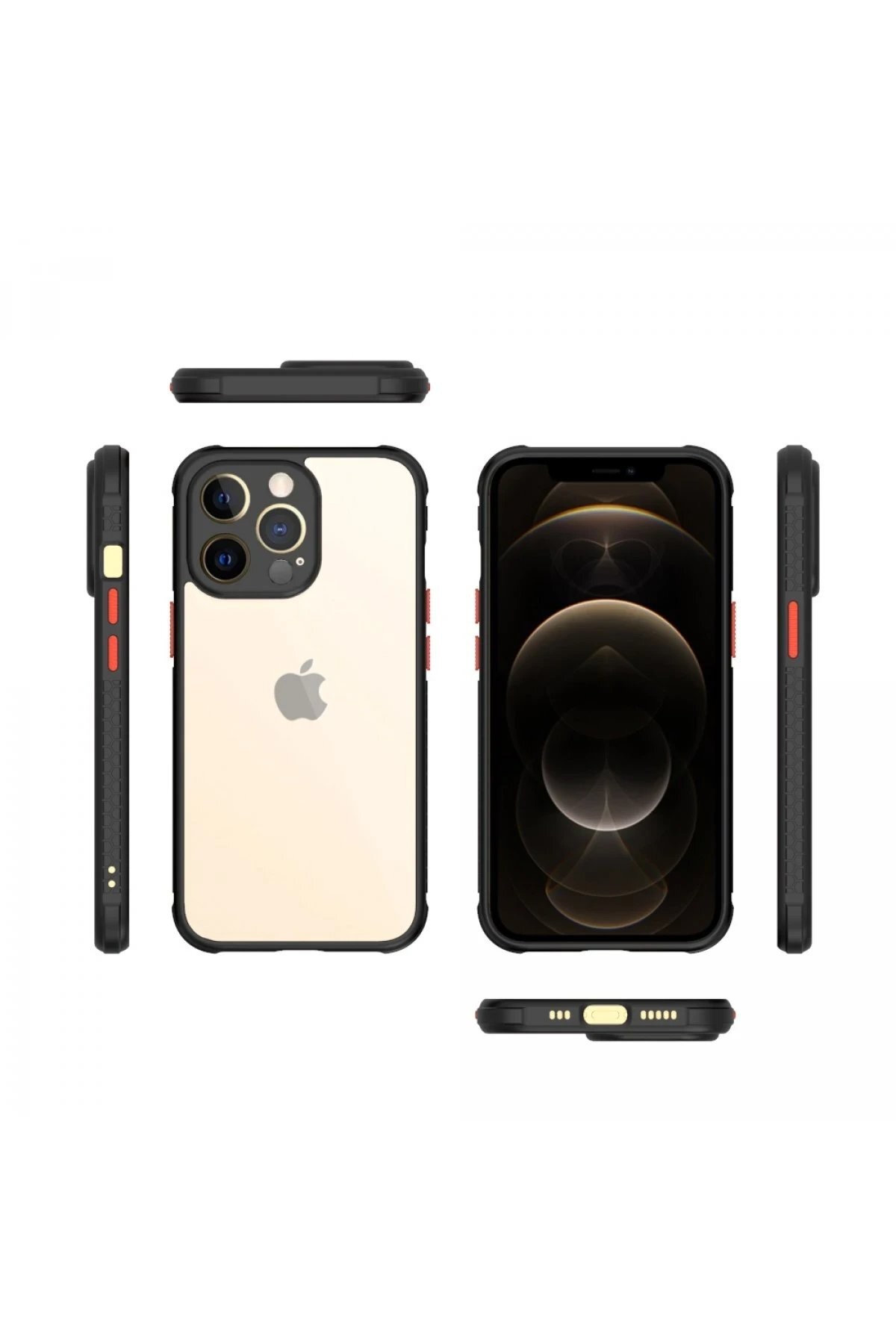 iPhone 13 Pro Kılıf Miami Şeffaf Silikon - Siyah