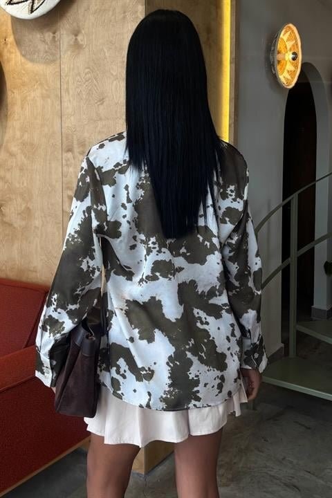 Batik Desenli Chanel Saten Gömlek 3467
