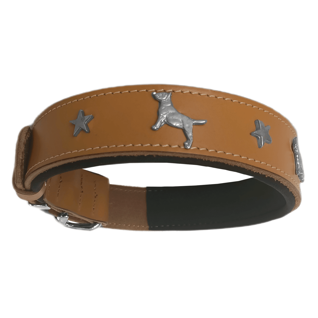 Doggie Konfor Deri Köpek Figürlü Köpek Boyun Tasması 56-64 cm XL Kamel