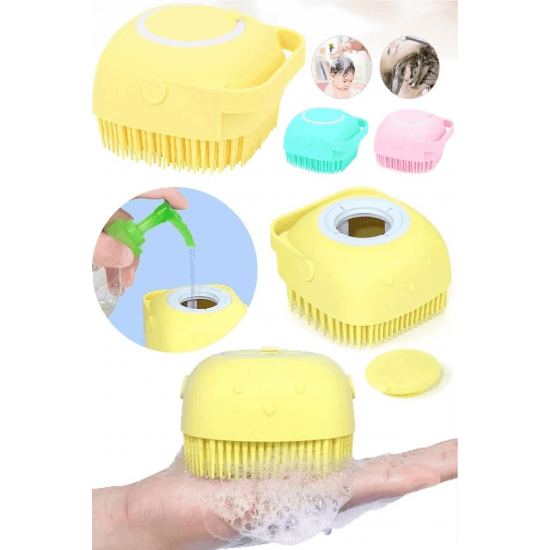 Markapet Şampuan Hazneli Kedi Köpek Silikon Duş Fırçası 11 cm Sarı