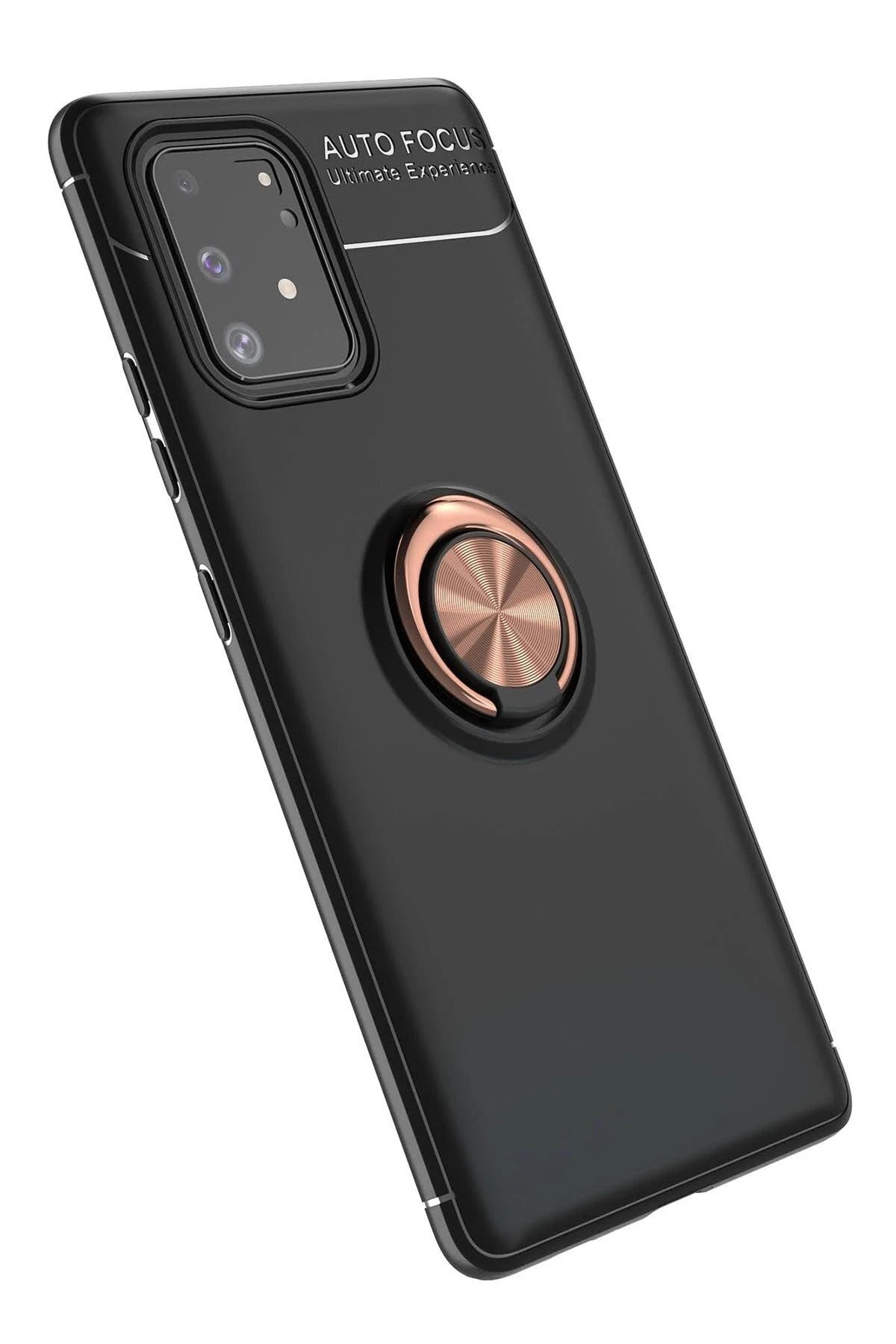 Samsung Galaxy A91 / S10 Lite Kılıf Range Yüzüklü Silikon - Siyah-Gold