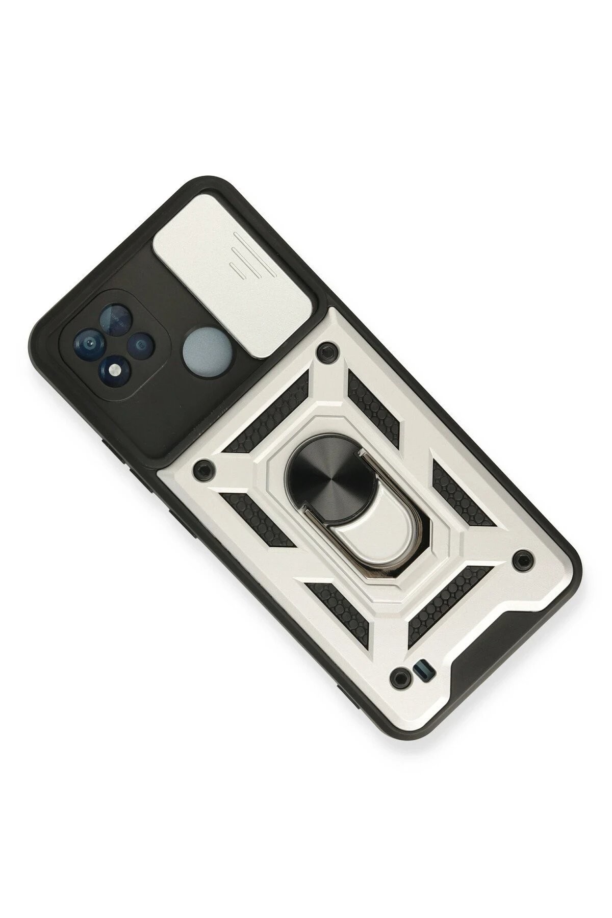 Realme C11 2021 Kılıf Pars Lens Yüzüklü Silikon - Gümüş
