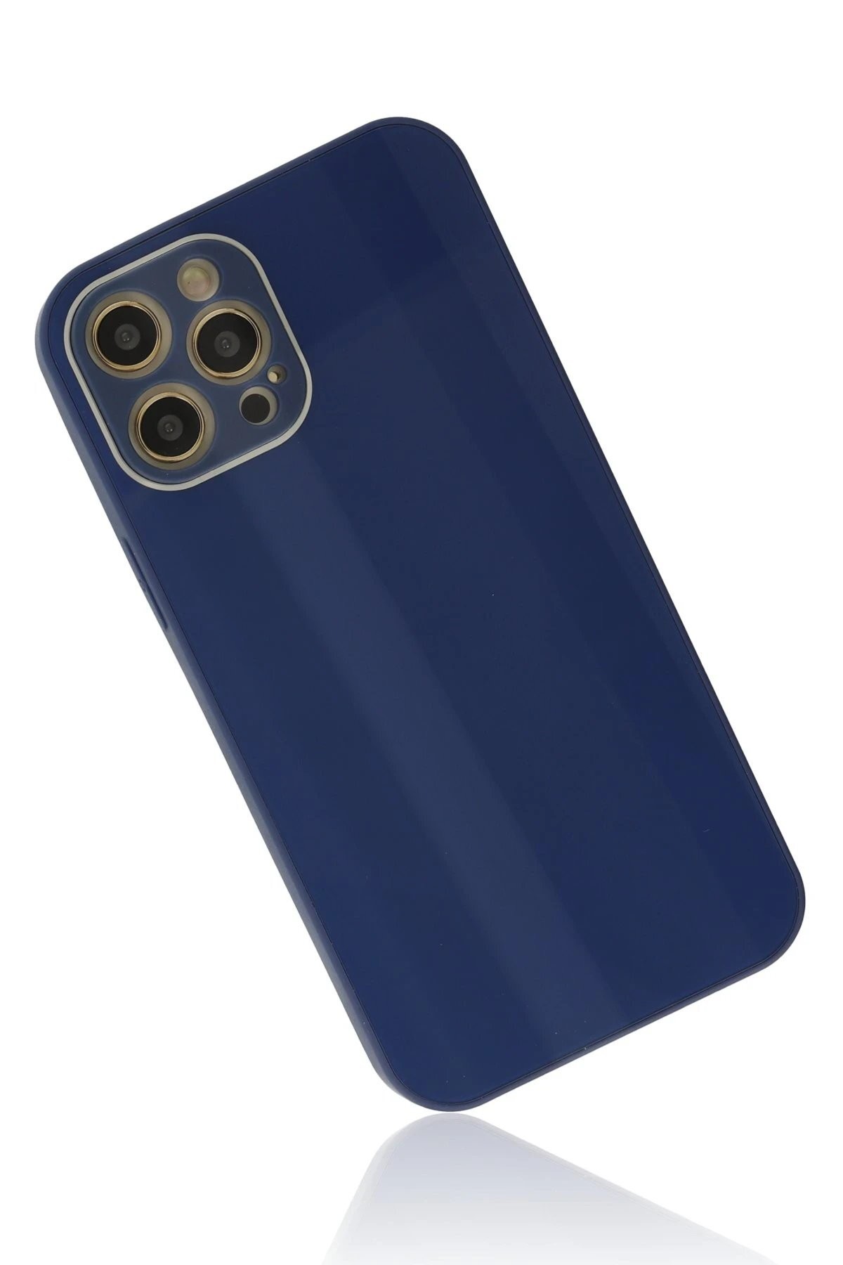 iPhone 12 Pro Max Kılıf Glass Kapak - Lacivert