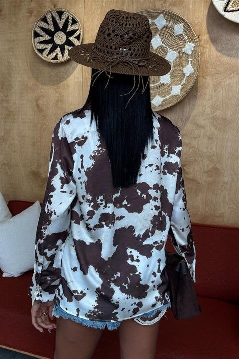 Batik Desenli Chanel Saten Gömlek 3467