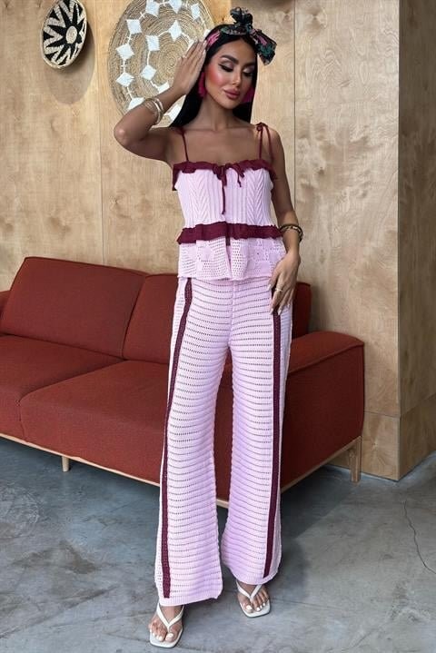 Askılı Bluz Pantolon Triko Takım 10114