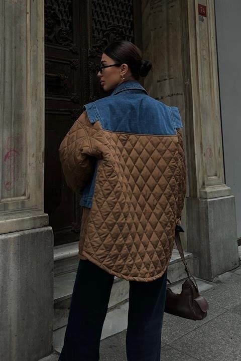 Denim Garnili Kapitone Ceket 7071