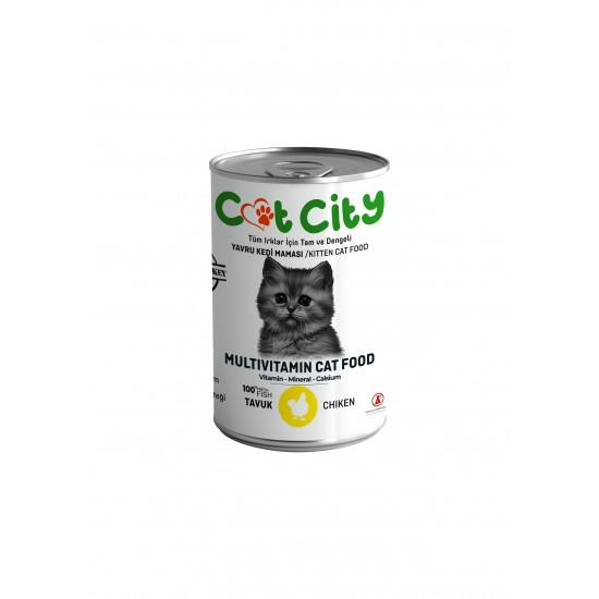 Az Tahıllı Tavuk Etli Yavru Kedi Konserve Yaş Mama 400 gr ( 3 Adet )