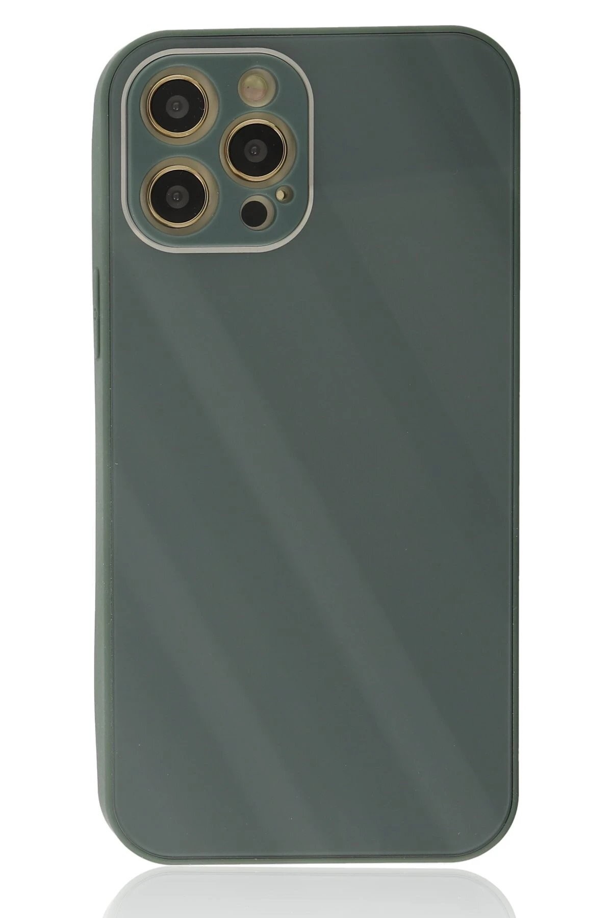 iPhone 12 Pro Max Kılıf Glass Kapak - Koyu Yeşil