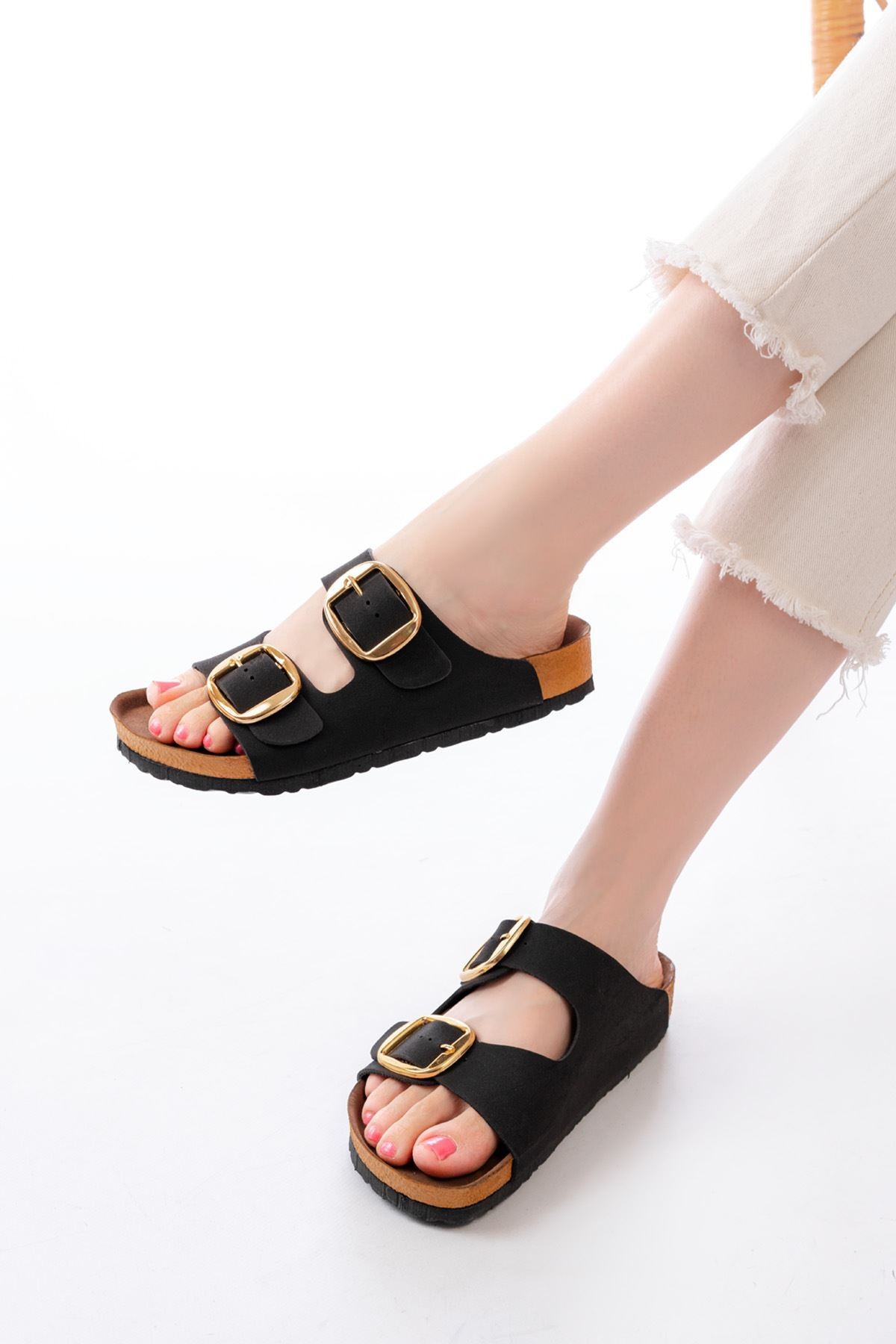 P-101 Siyah Günlük Birkenstock Kadın Terlik   