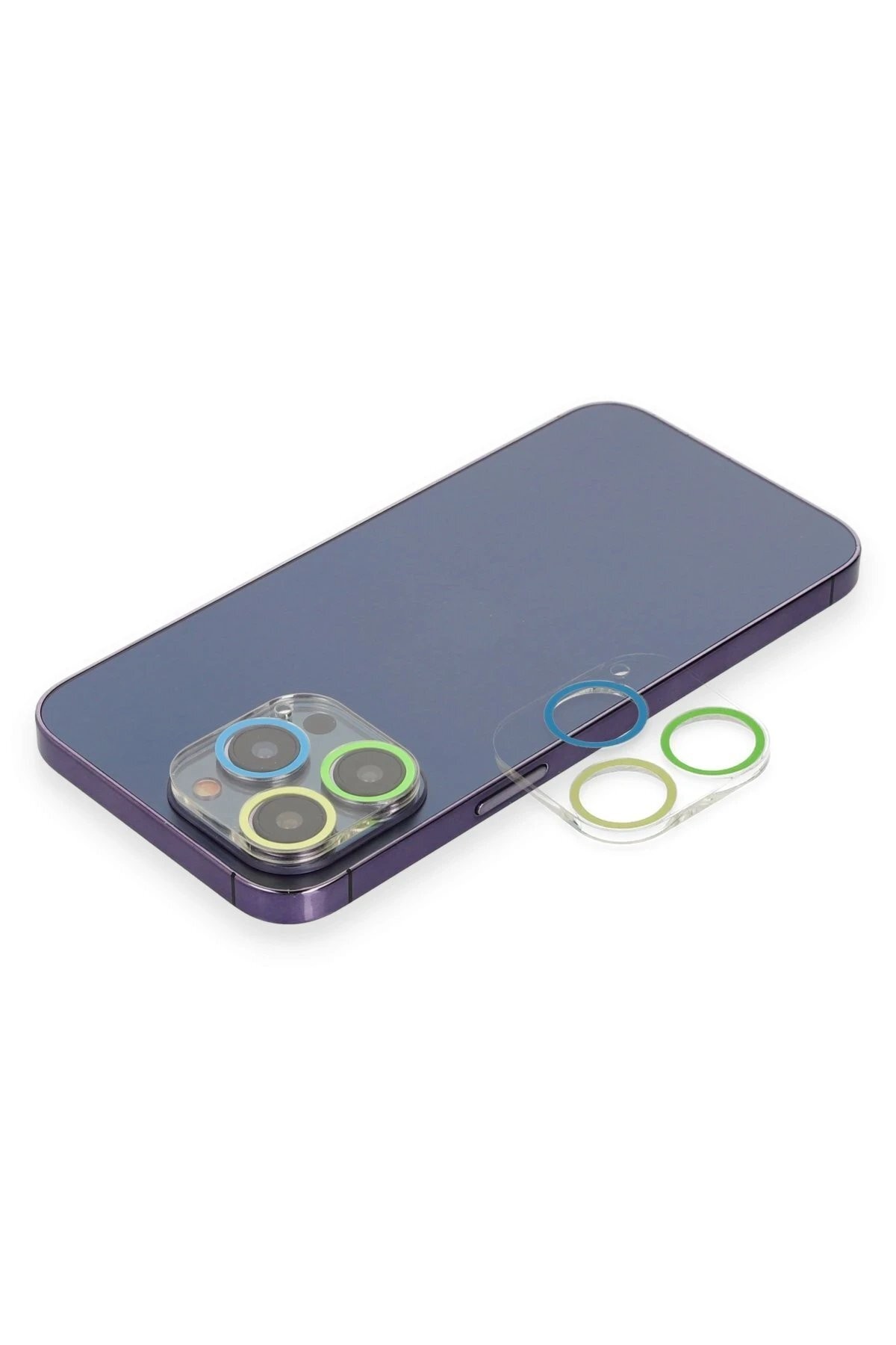 iPhone 13 Pro Renkli Kamera Lens Koruma Cam - Yeşil-Sarı