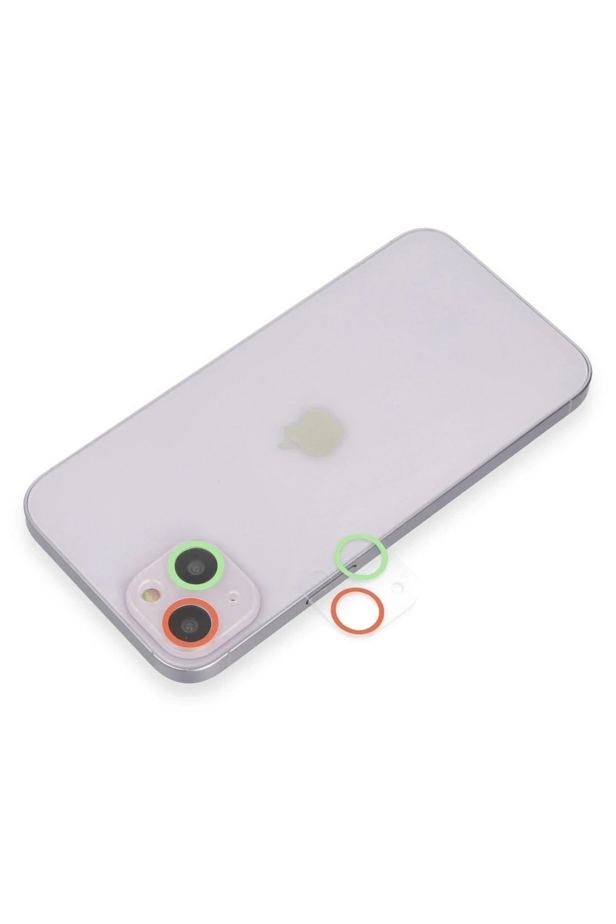 iPhone 14 Plus Renkli Kamera Lens Koruma Cam - Yeşil-Pembe
