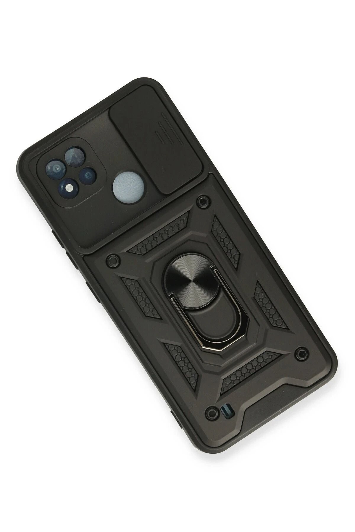 Realme C11 2021 Kılıf Pars Lens Yüzüklü Silikon - Siyah